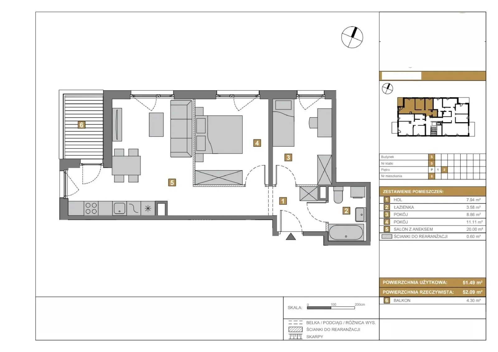 Floor plan: Apartment no. S8
