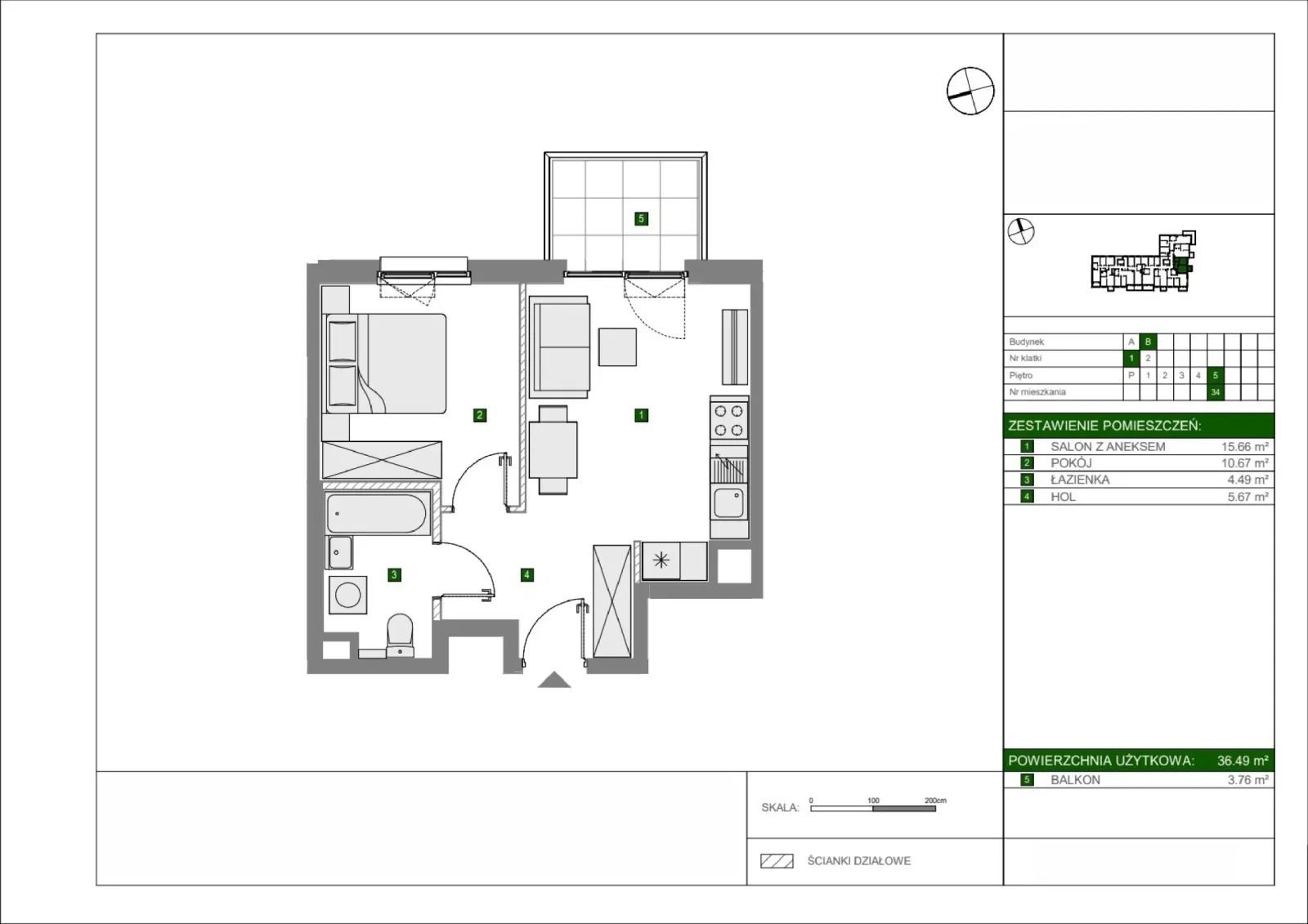 Floor plan: Apartment no. B34