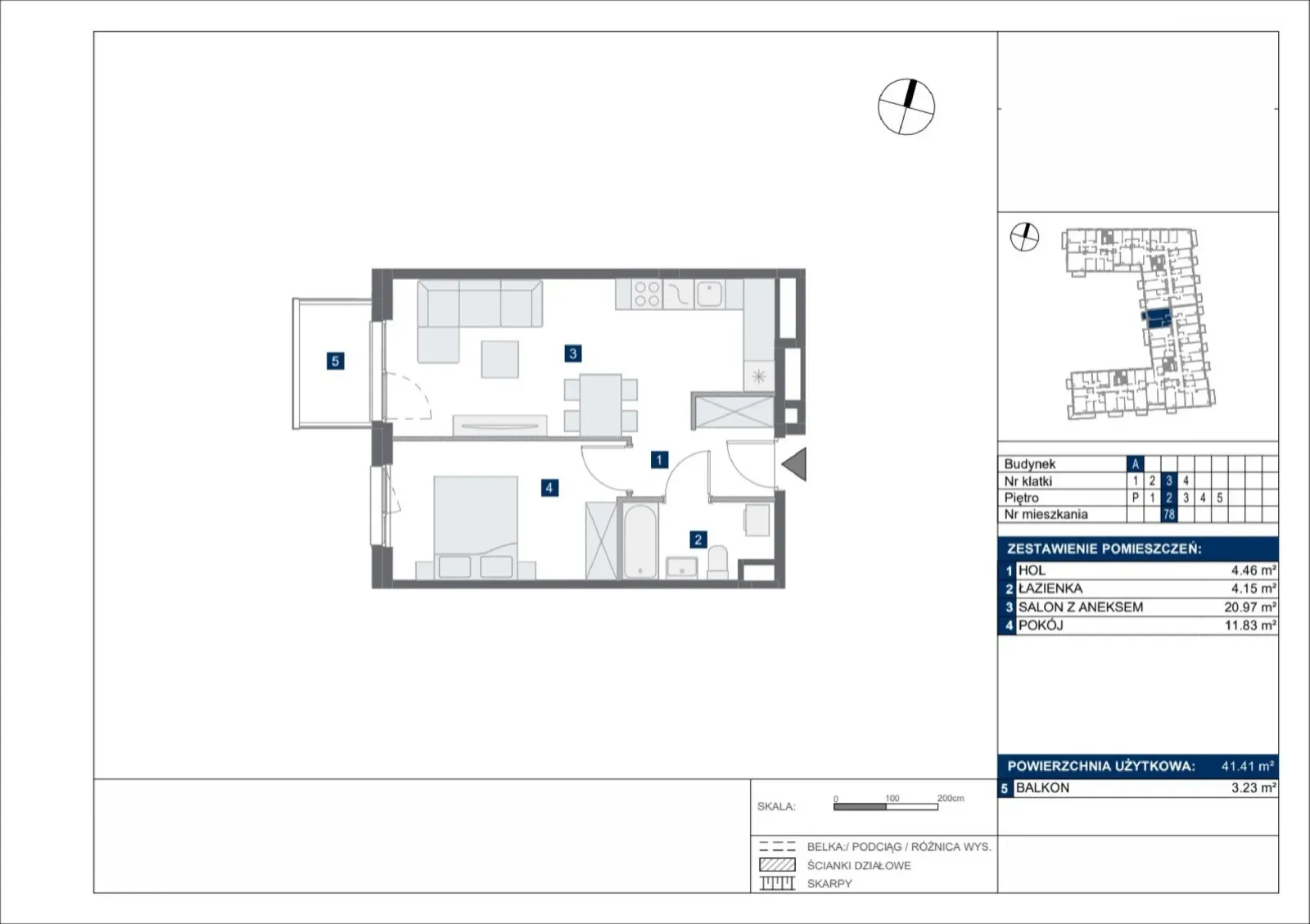 Floor plan: Apartment no. A78
