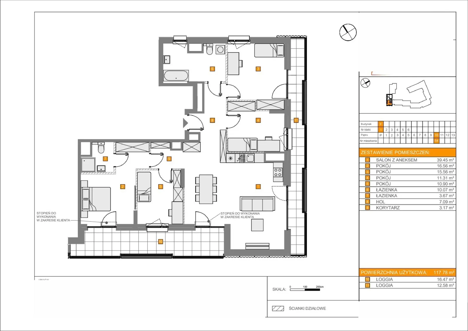 Floor plan: Lokal F 54, 5 pok.