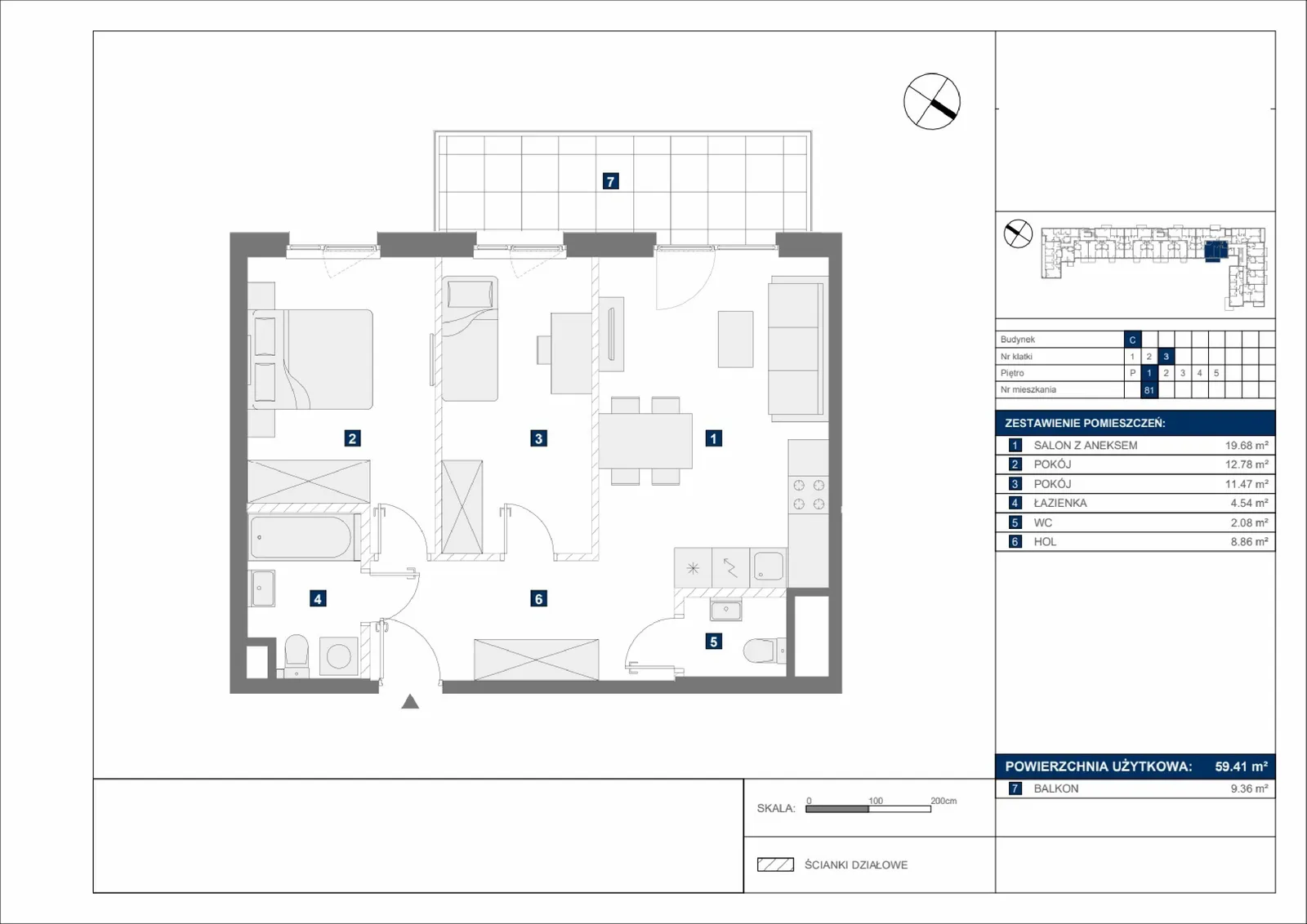 Floor plan: Apartment no. C81