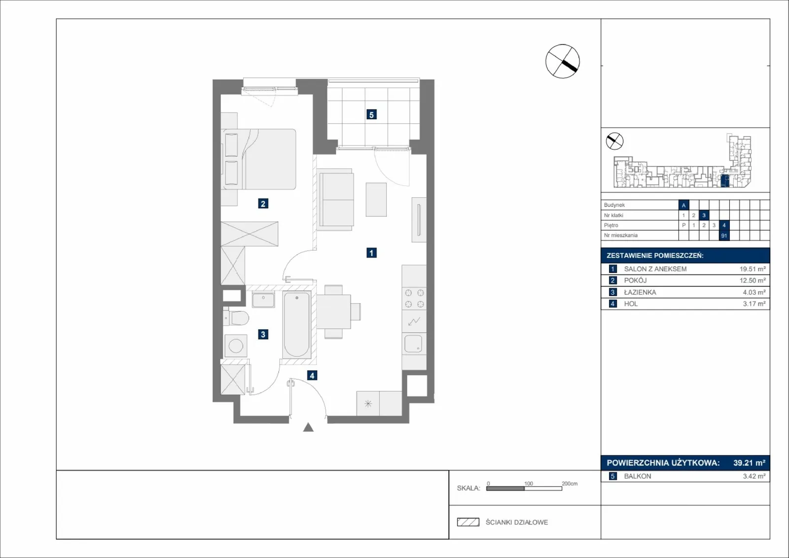 Floor plan: Apartment no. A91