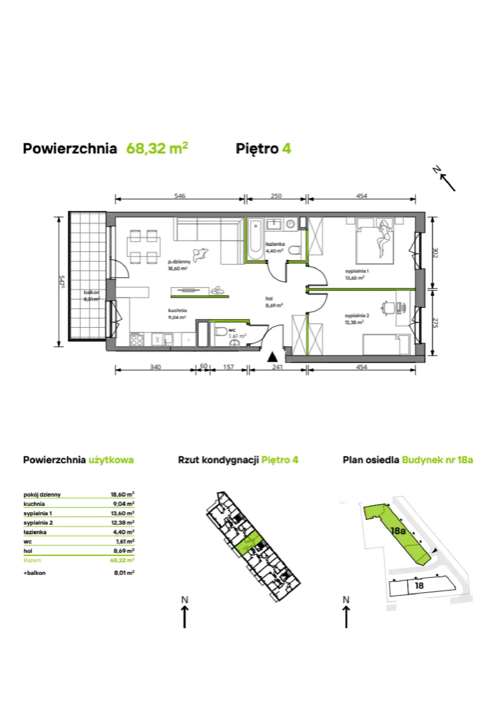 Rzut: Lokal 18A/038, 3 pok.