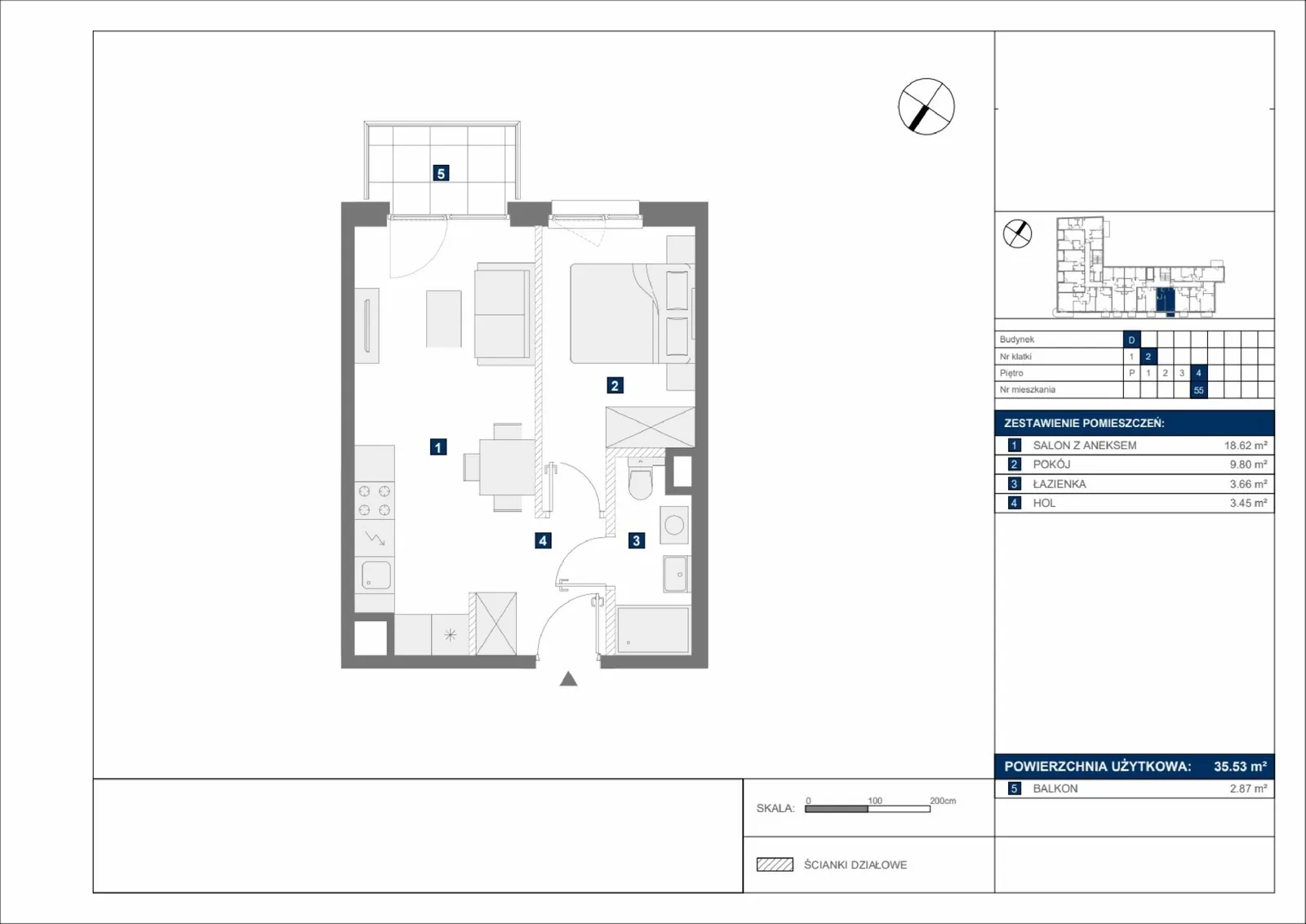 Floor plan: Apartment no. D55