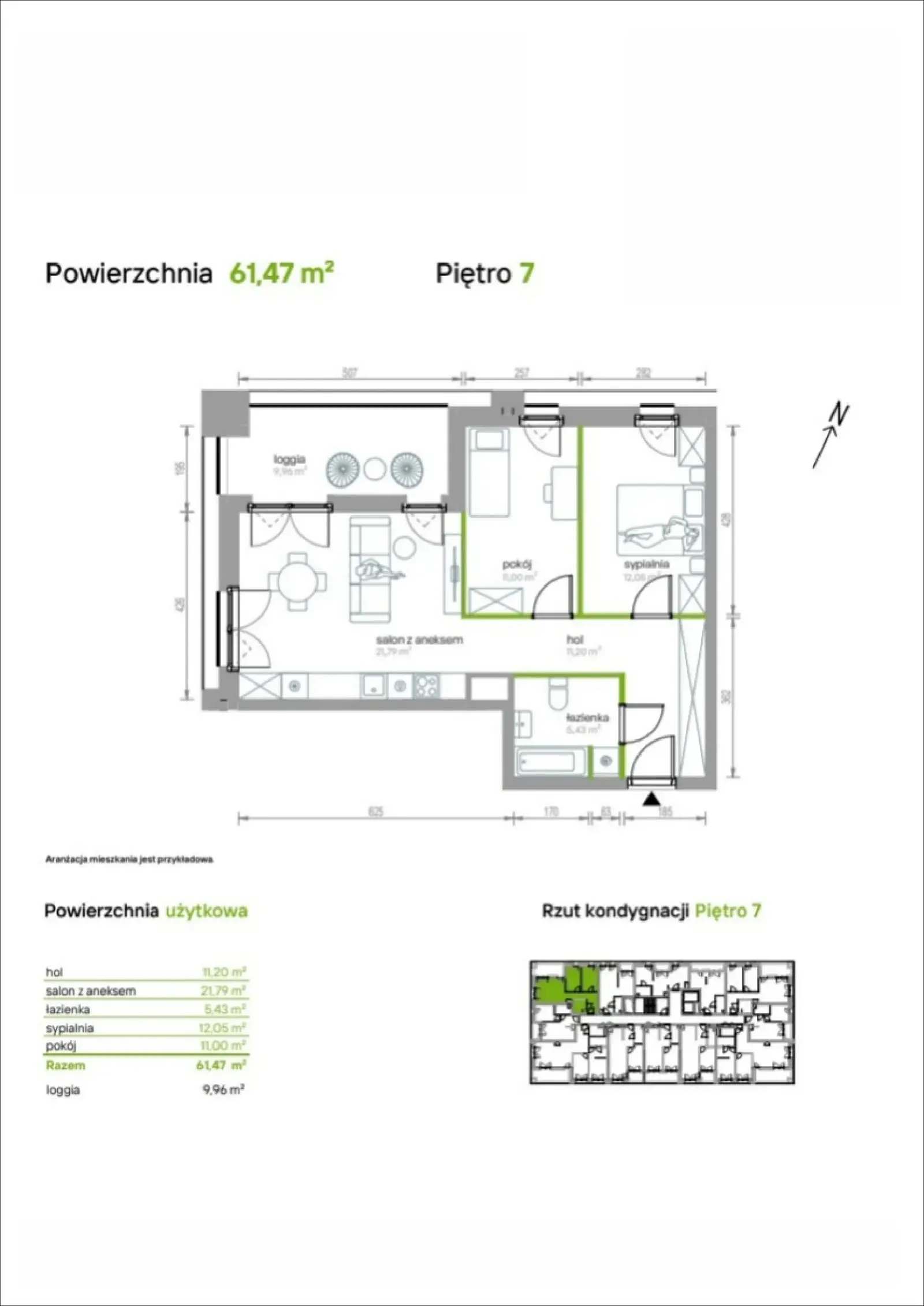 Rzut: Lokal 7/A/11, 3 pok.