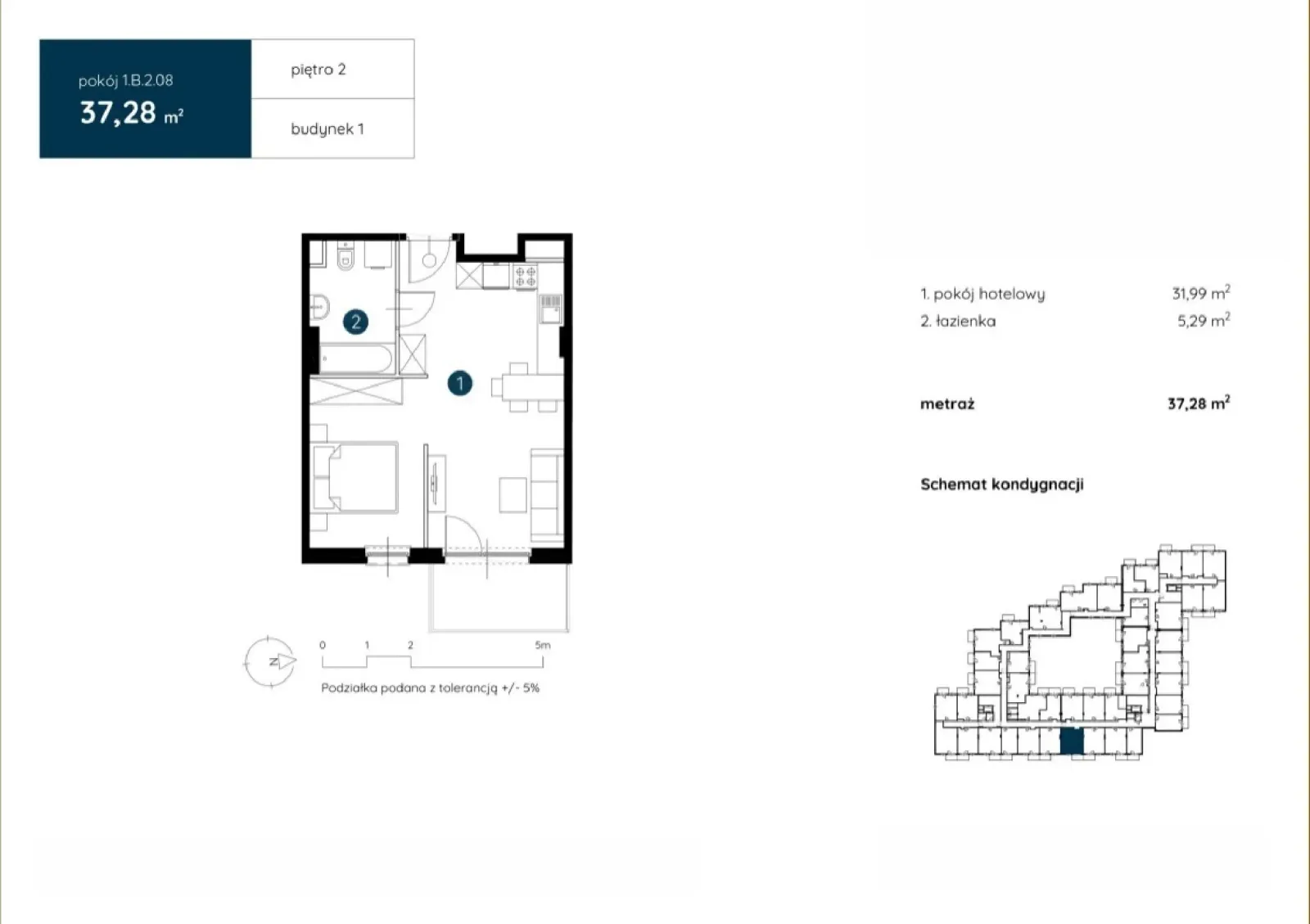 Floor plan: Apartment no. 1.B.2.08