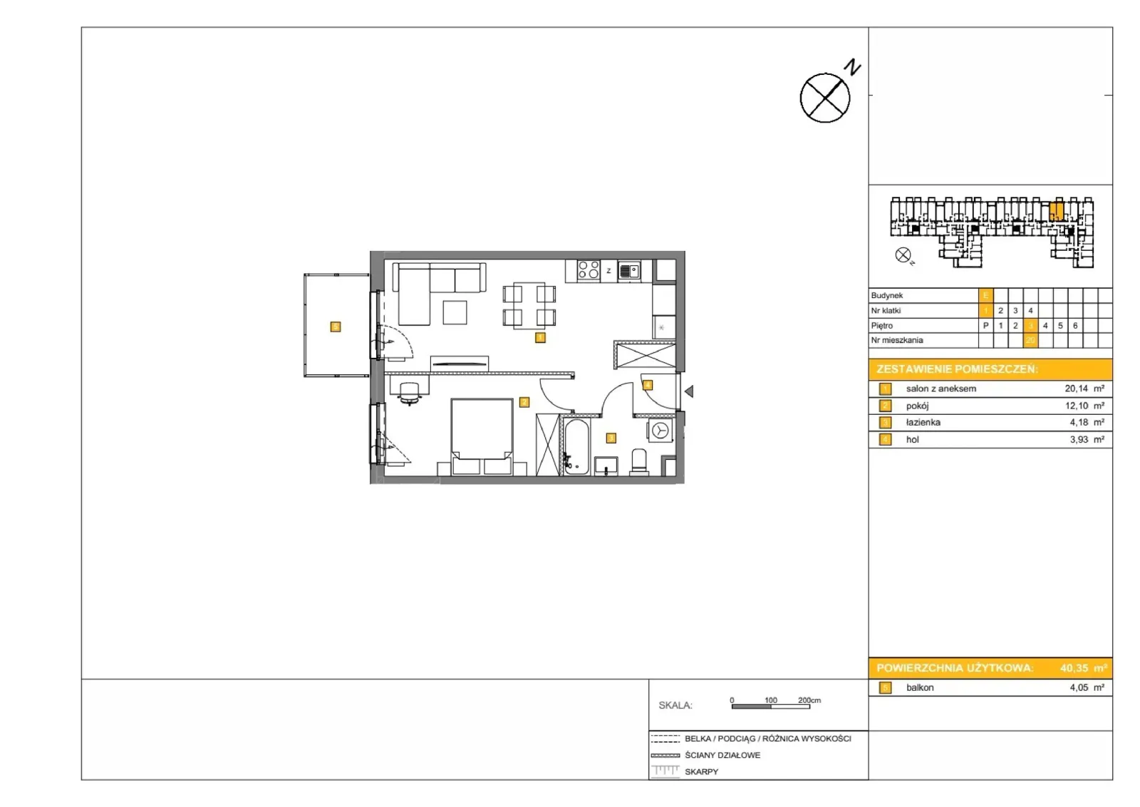 Floor plan: Apartment no. E20