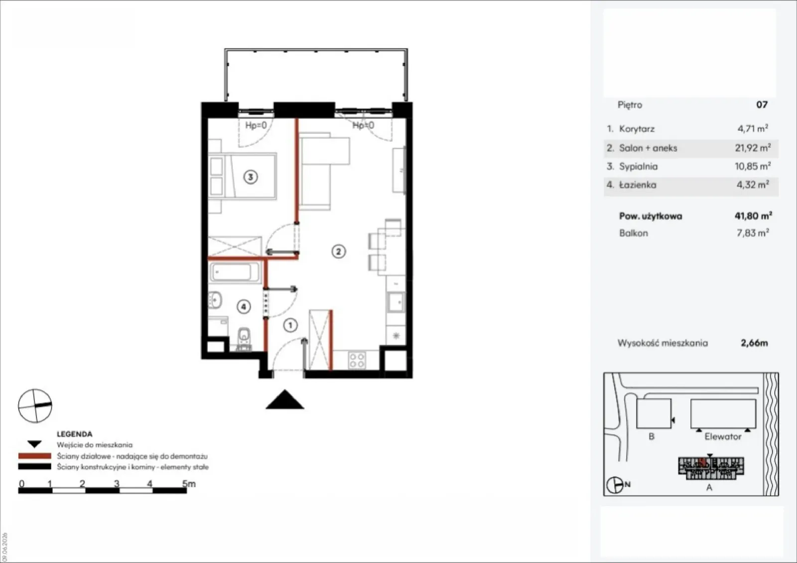 Floor plan: Apartment no. A.7.14
