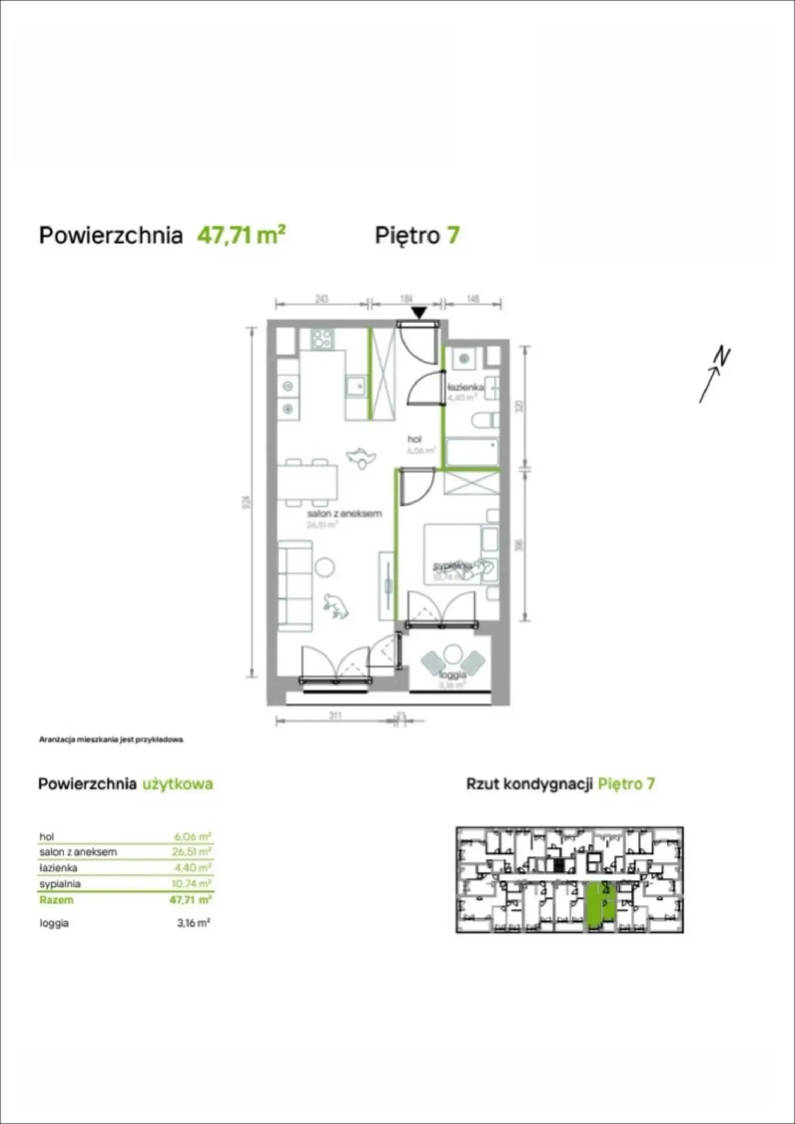 Rzut: Lokal 7/A/04, 2 pok.
