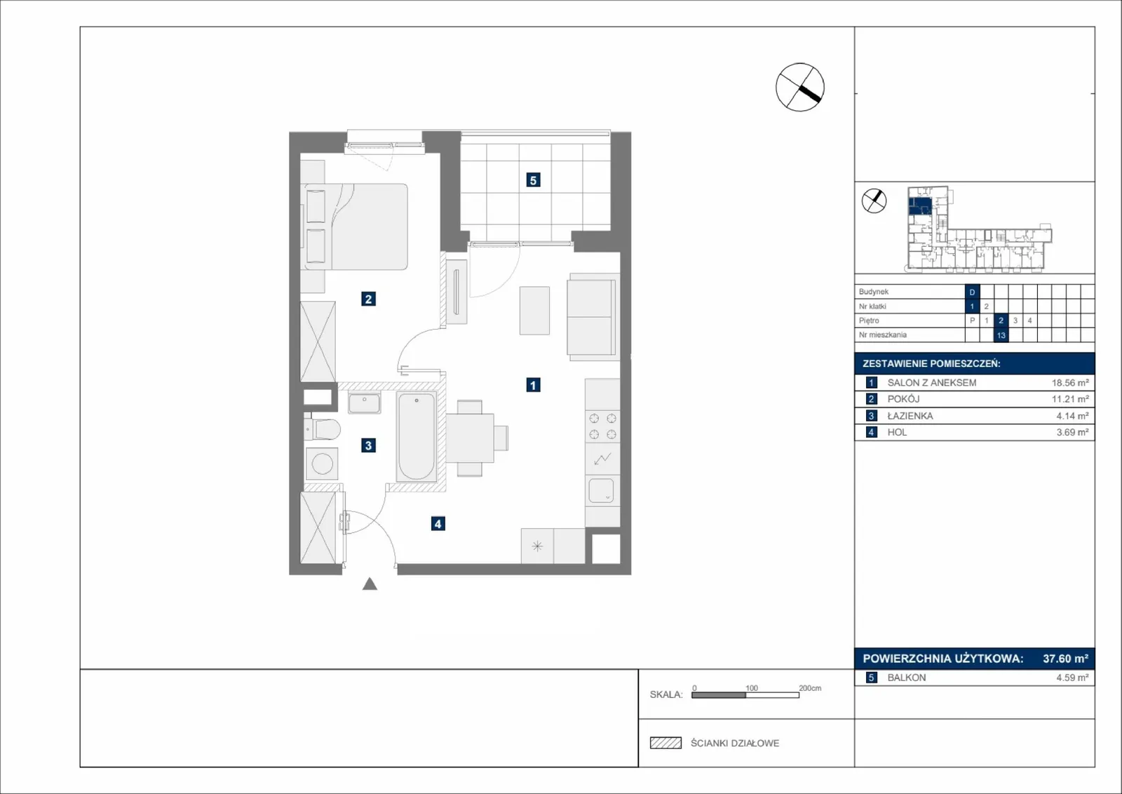 Floor plan: Apartment no. D13