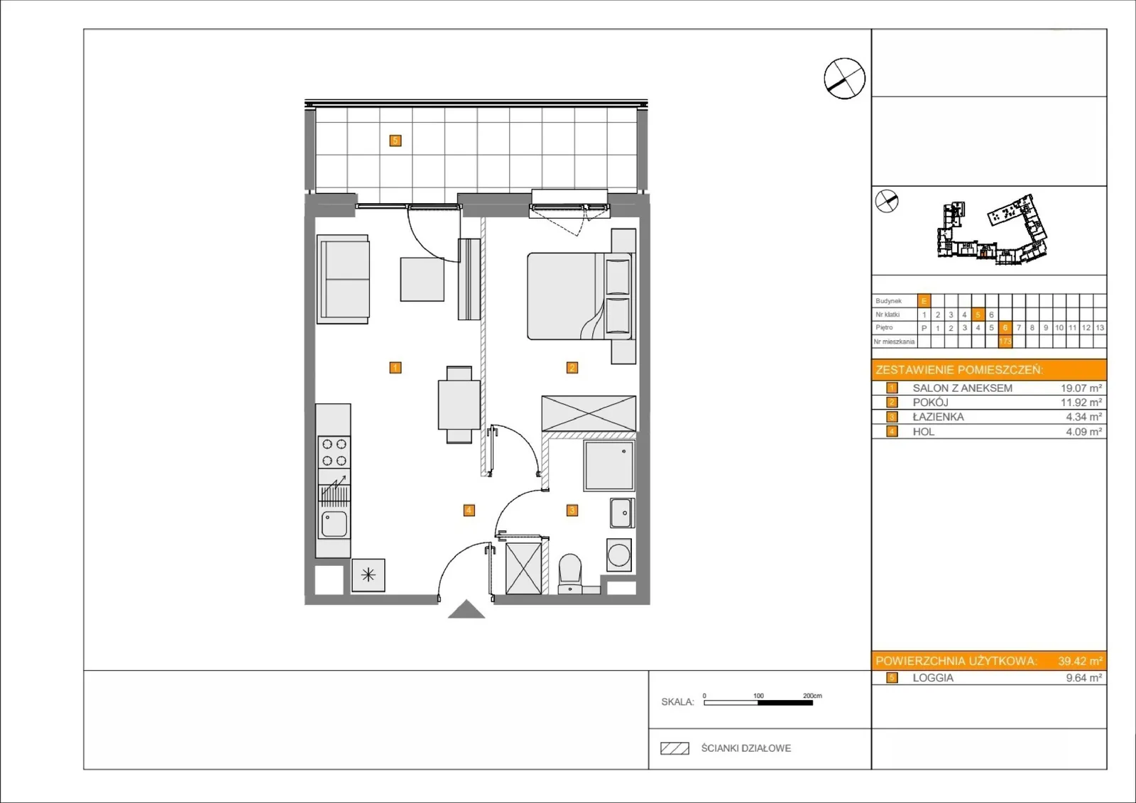Floor plan: Apartment no. E173