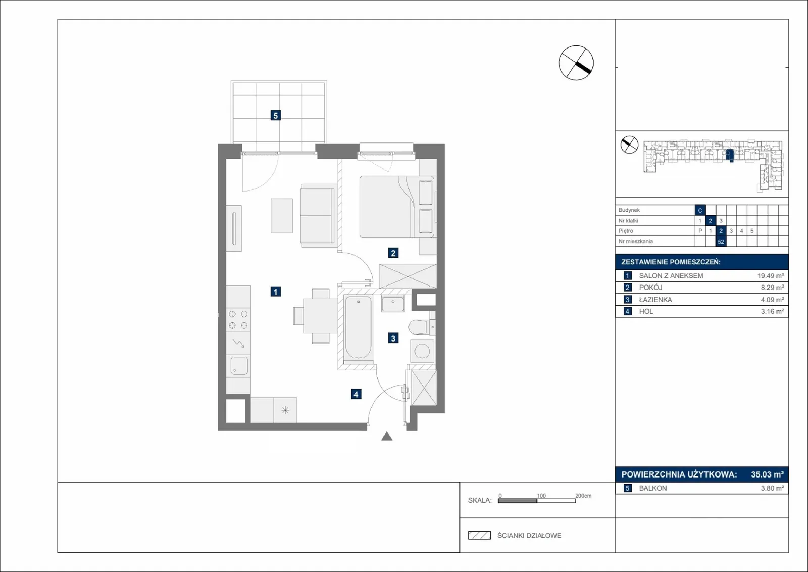 Floor plan: Apartment no. C52