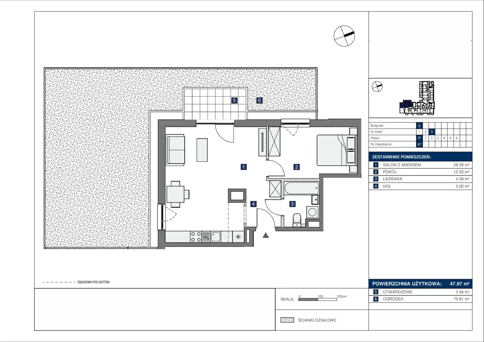 Floor plan: Lokal D 67, 2 pok.