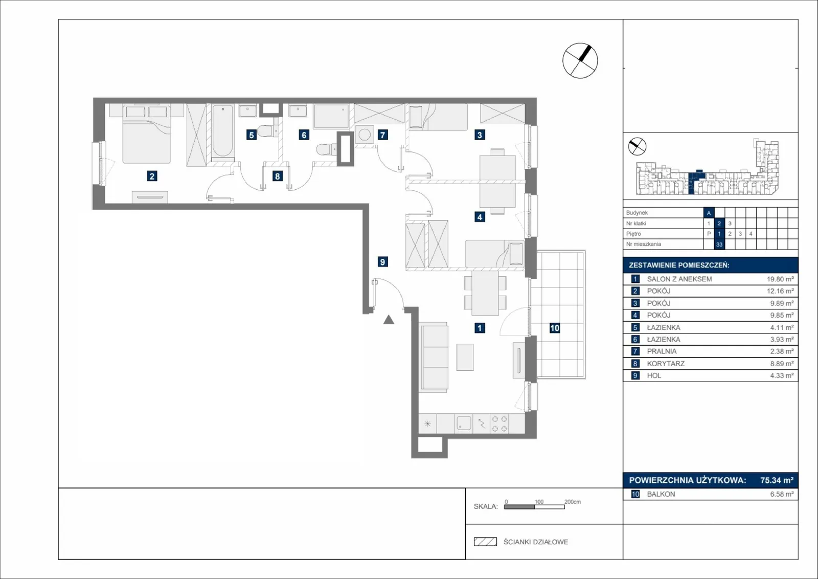 Floor plan: Apartment no. A33