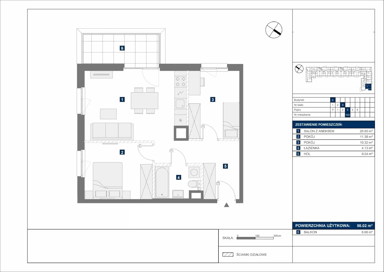 Floor plan: Apartment no. C103