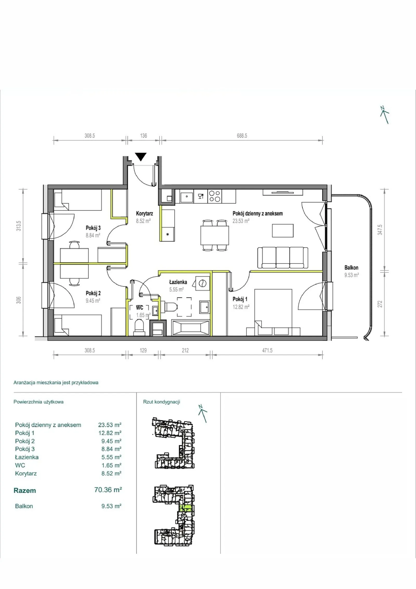 Floor plan: Apartment no. B/1/90