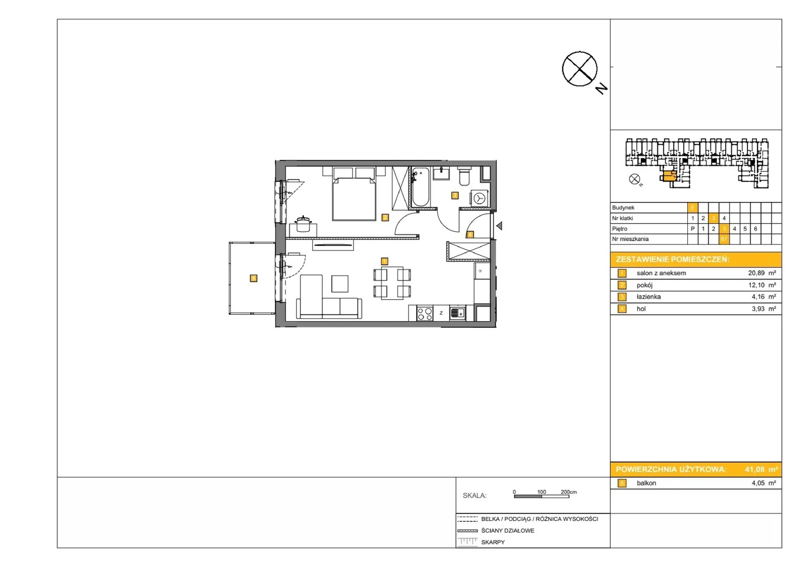 Floor plan: Apartment no. E87