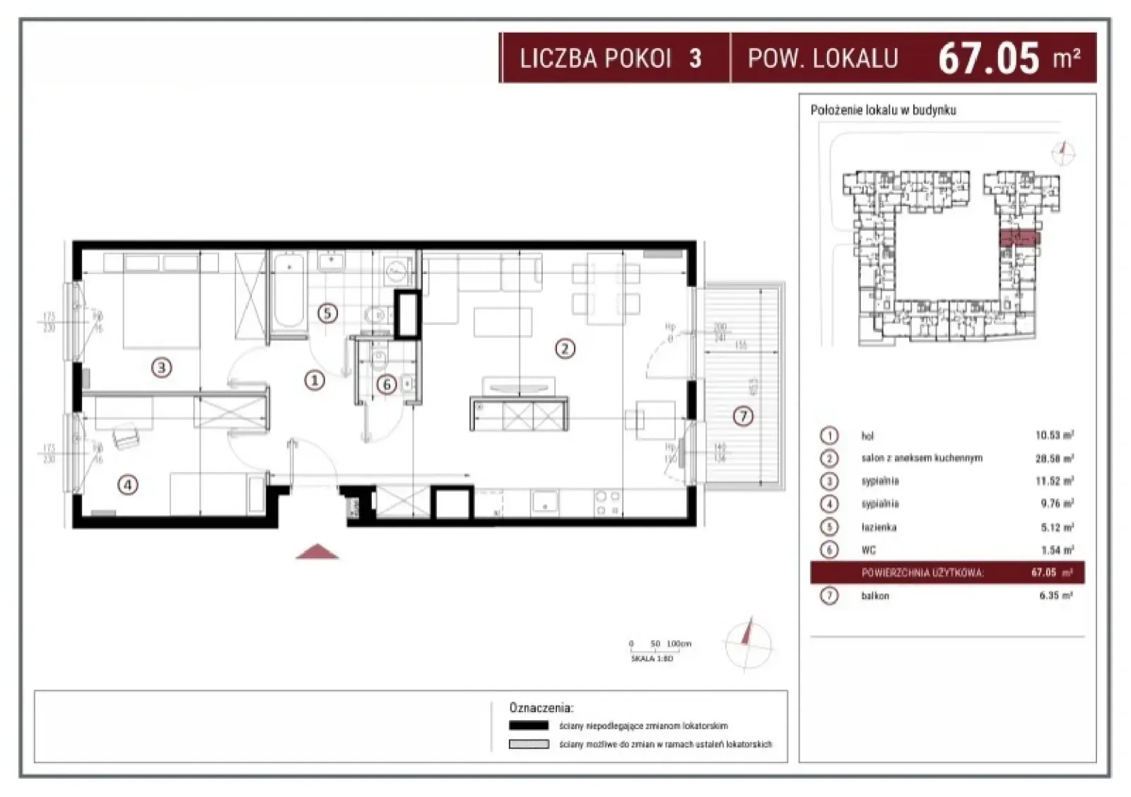 Floor plan: Apartment no. B/7/56