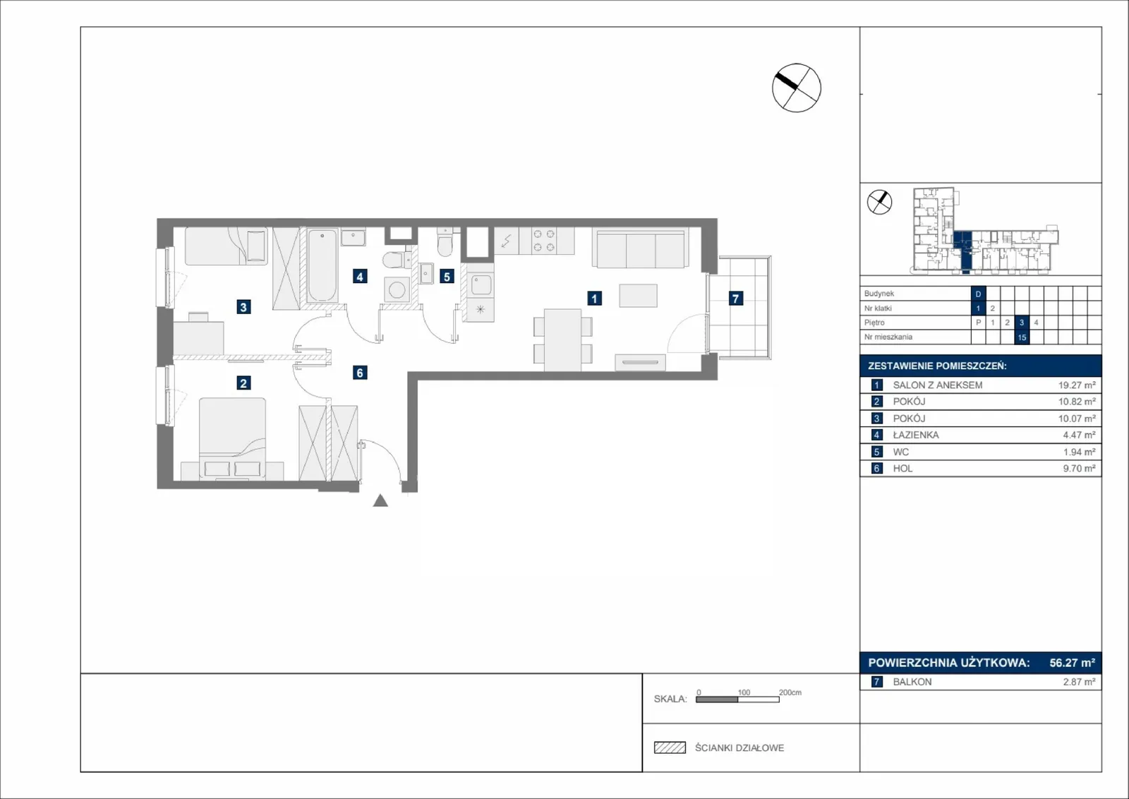 Floor plan: Apartment no. D15