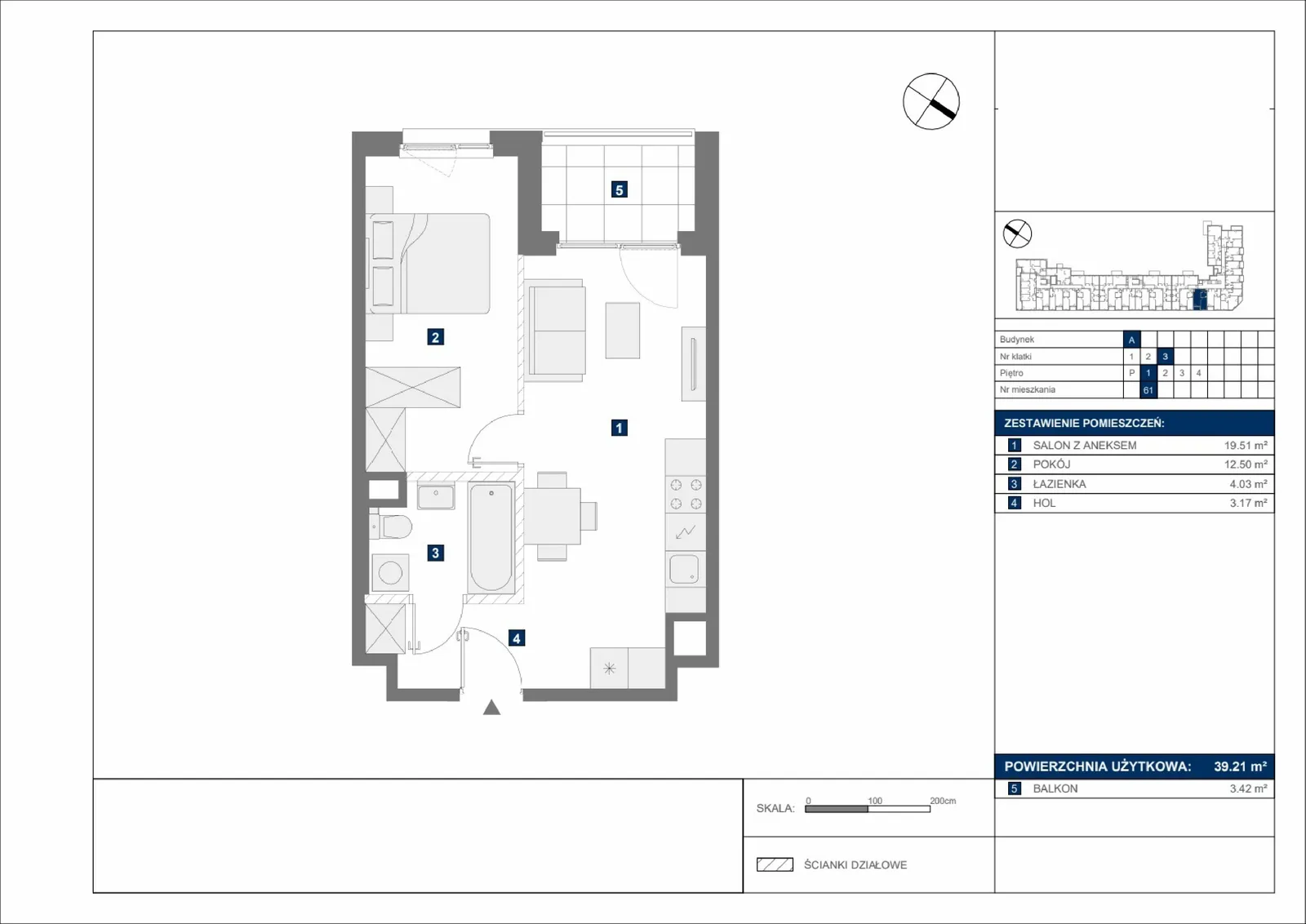 Floor plan: Apartment no. A61