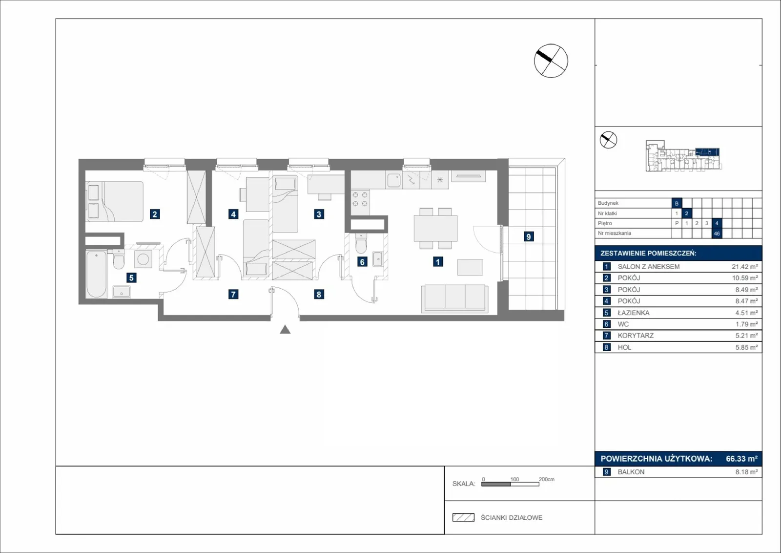 Floor plan: Apartment no. B46
