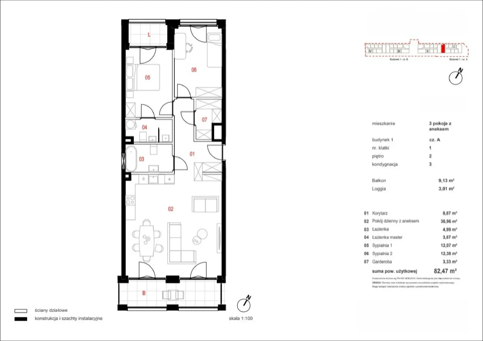 Rzut: Lokal A/01/02/012, 3 pok.