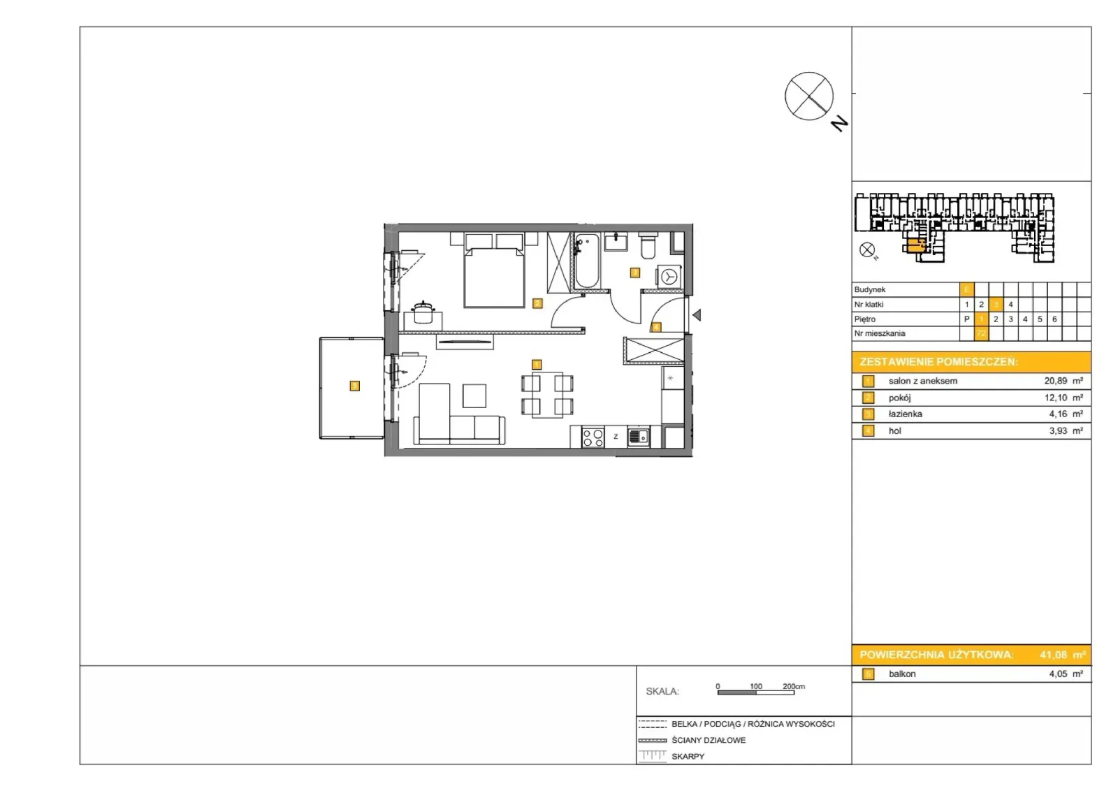 Floor plan: Apartment no. E72
