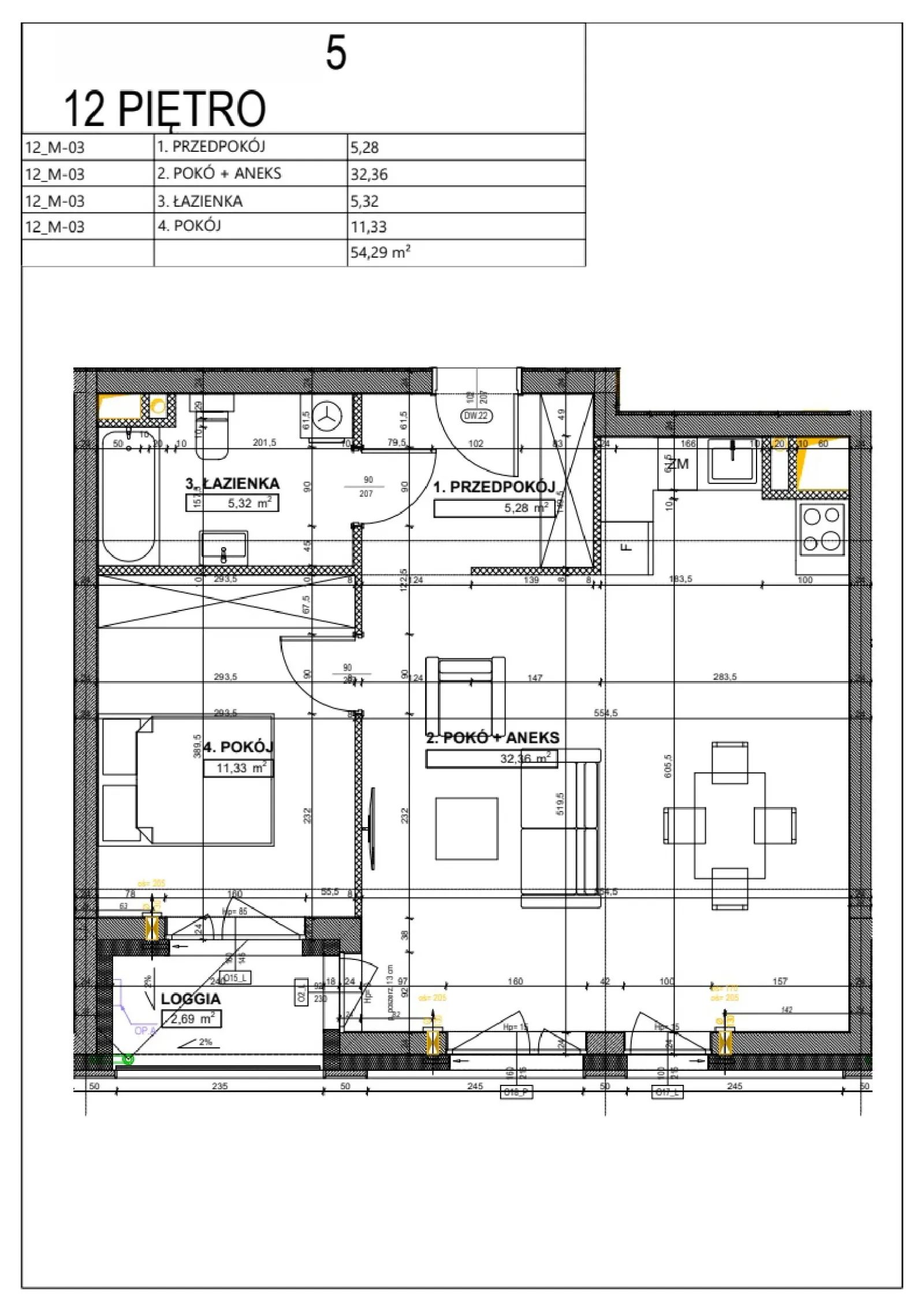 Floor plan: Apartment no. B125