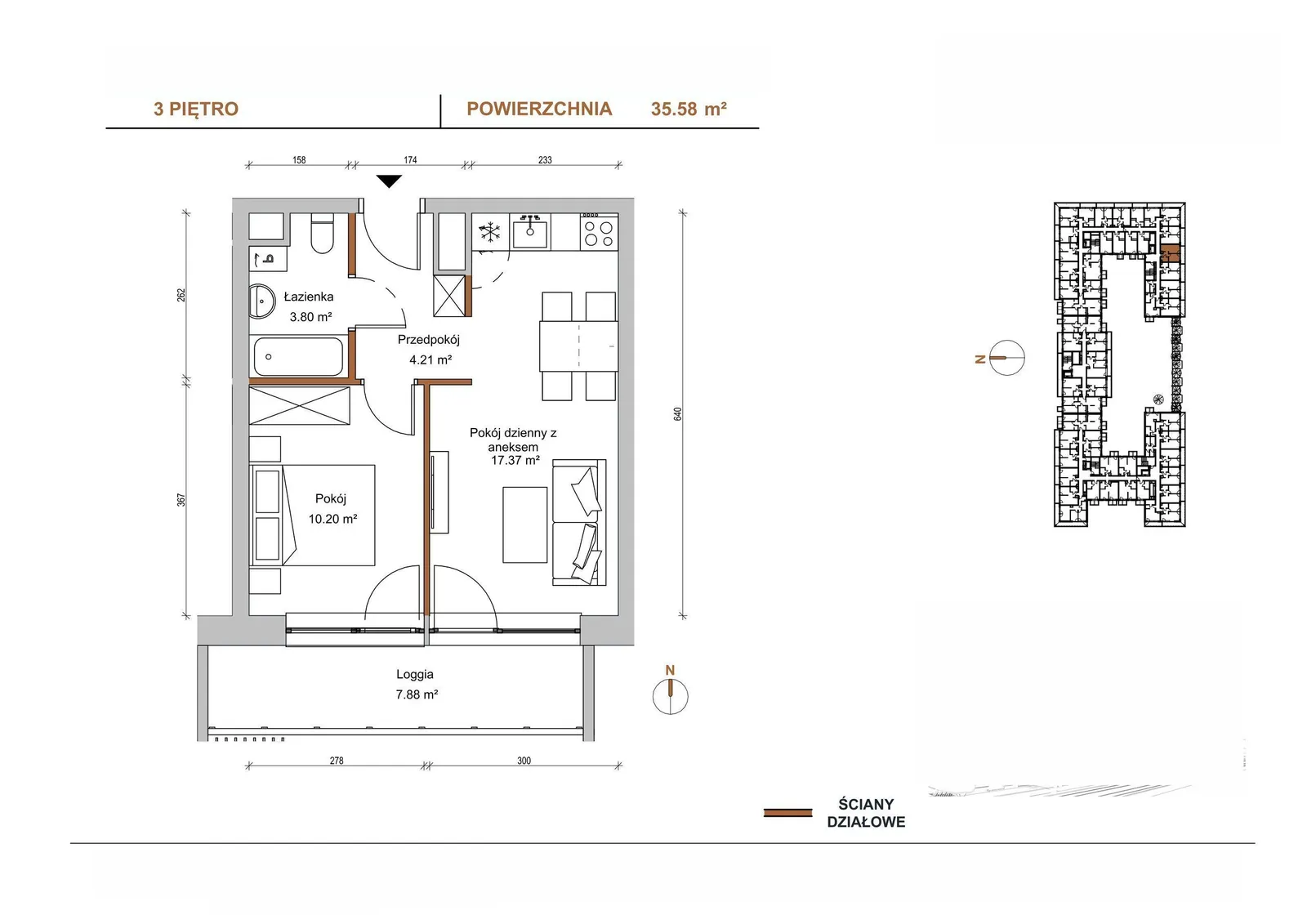 Rzut: Lokal E/307, 2 pok.