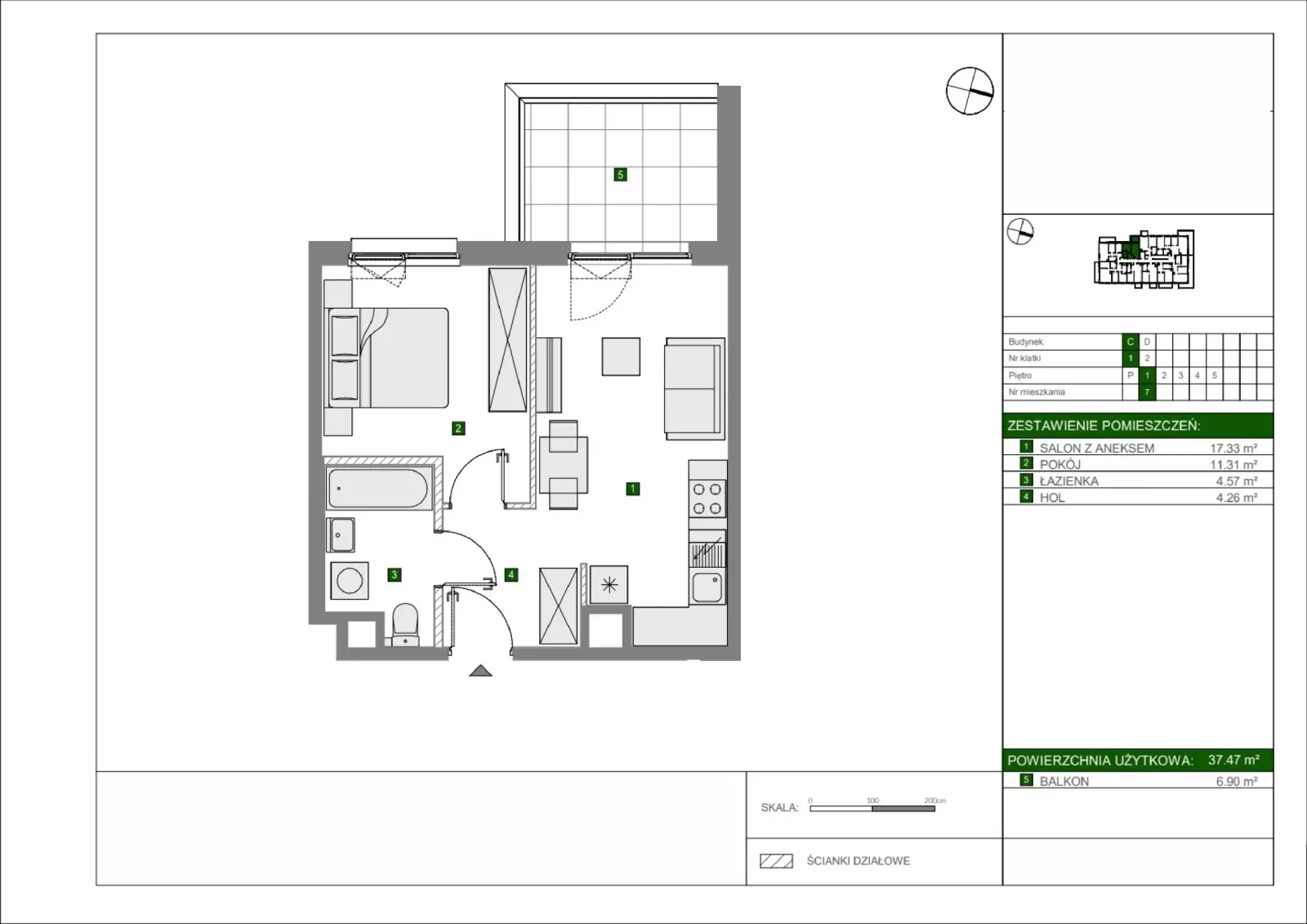 Floor plan: Apartment no. C7
