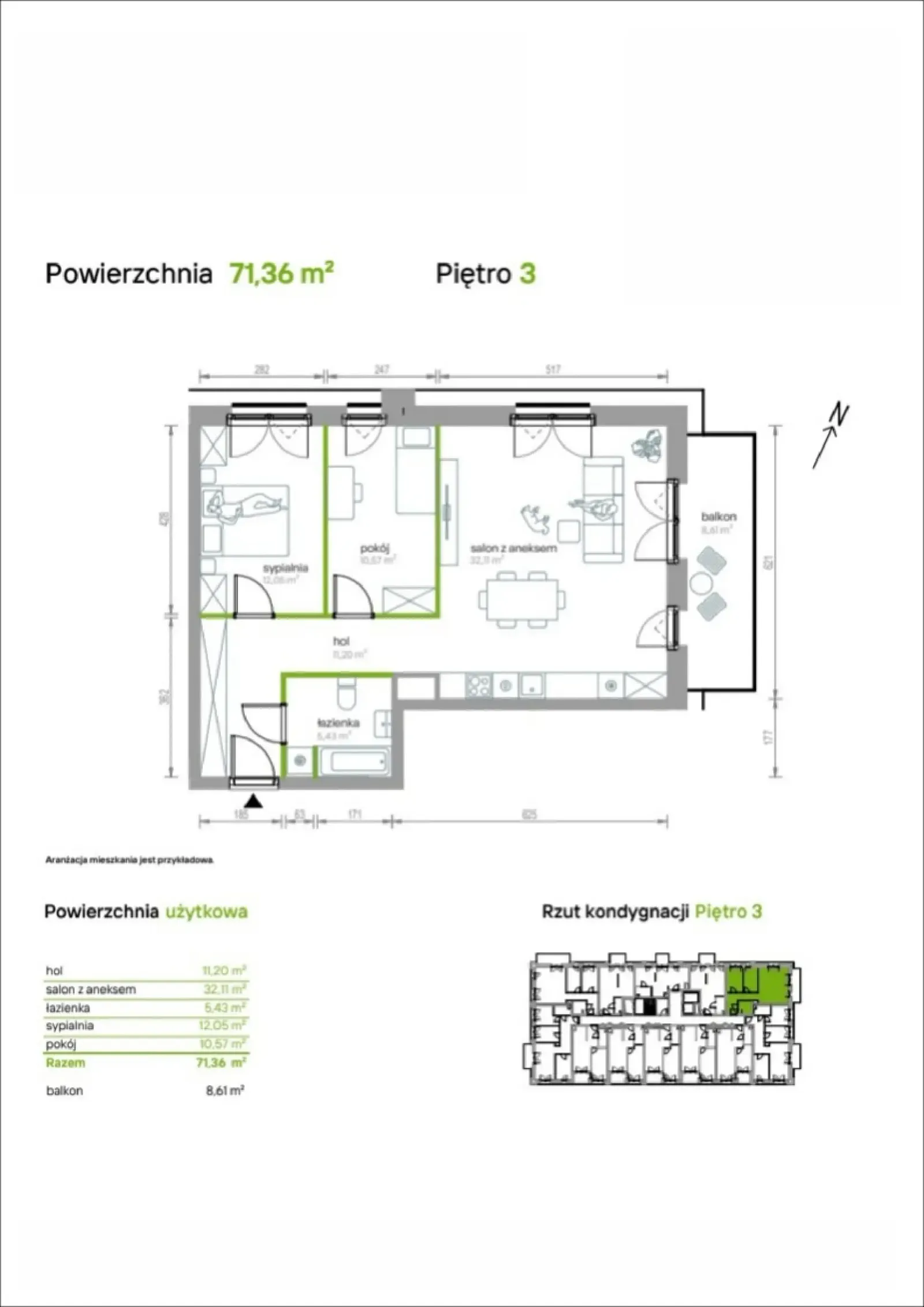 Rzut: Lokal 3/A/07, 3 pok.