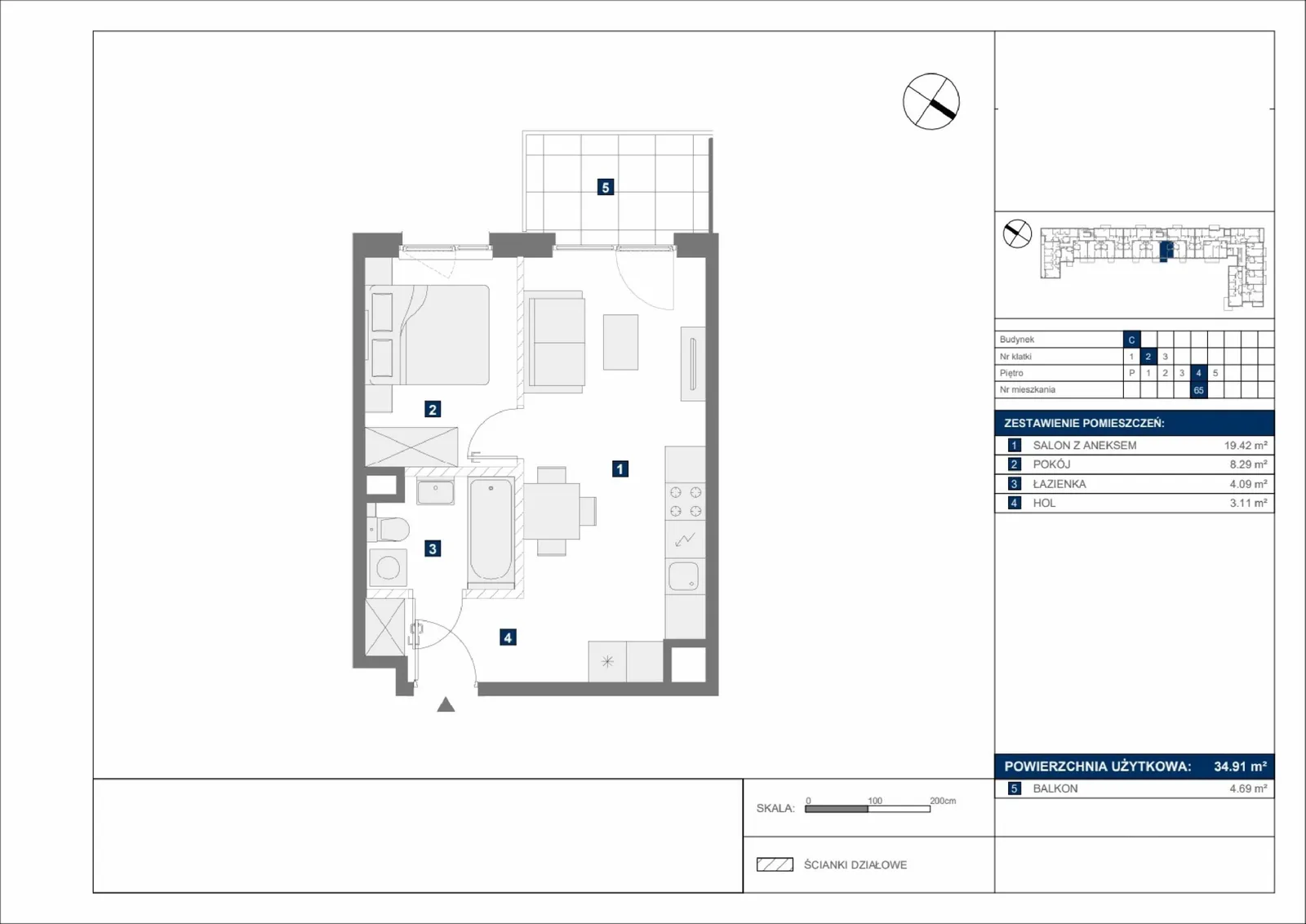 Floor plan: Apartment no. C65