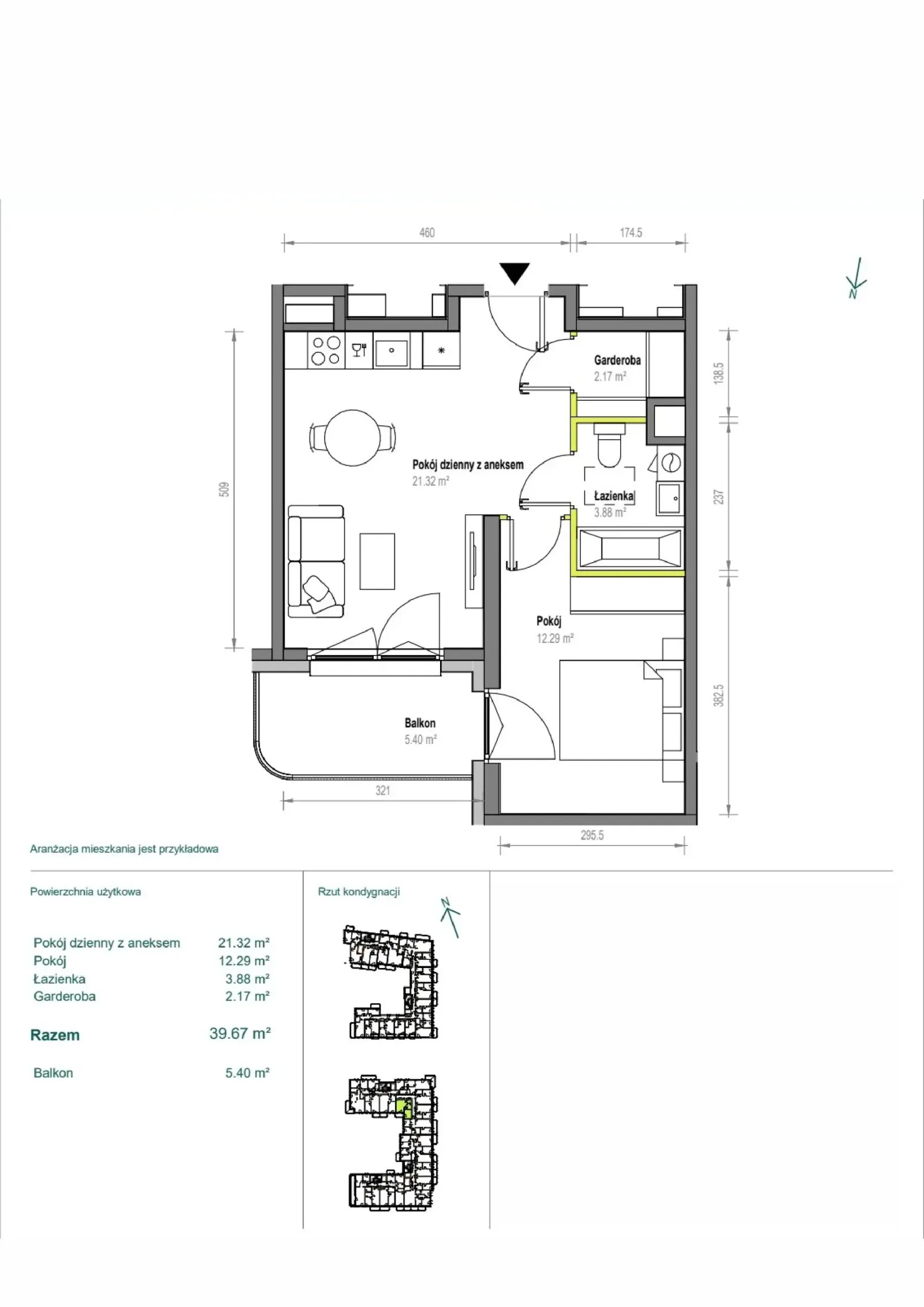 Floor plan: Apartment no. B/1/97