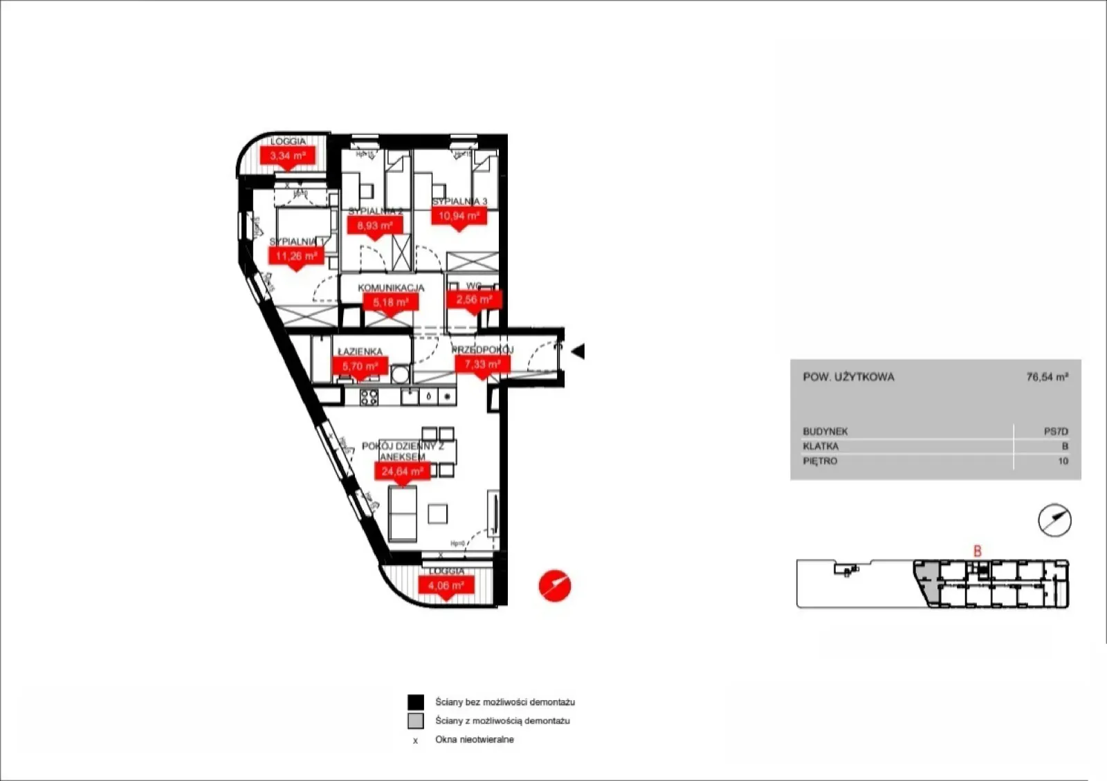 Rzut: Lokal PS7D B/10/B1008, 4 pok.