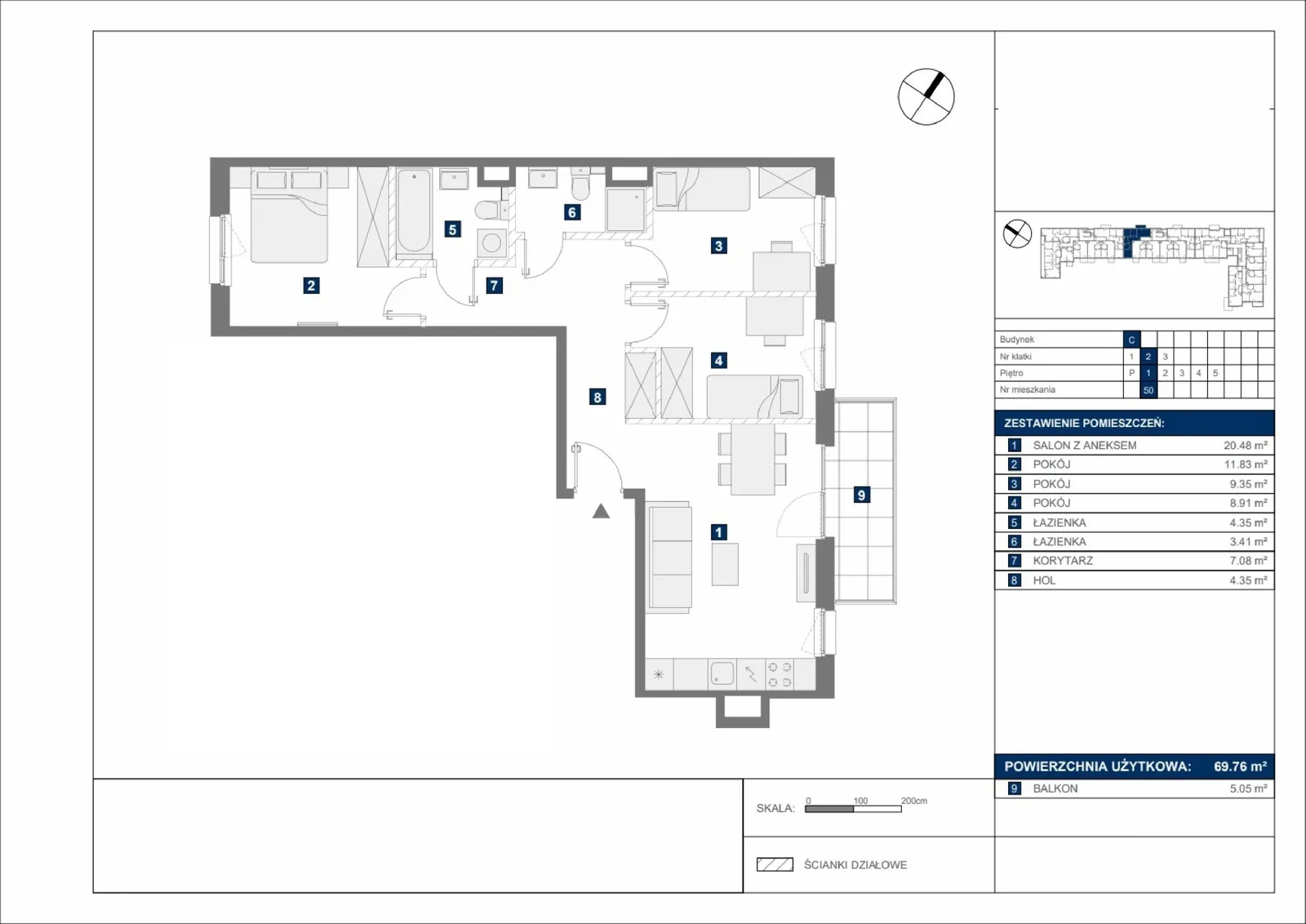Floor plan: Apartment no. C50