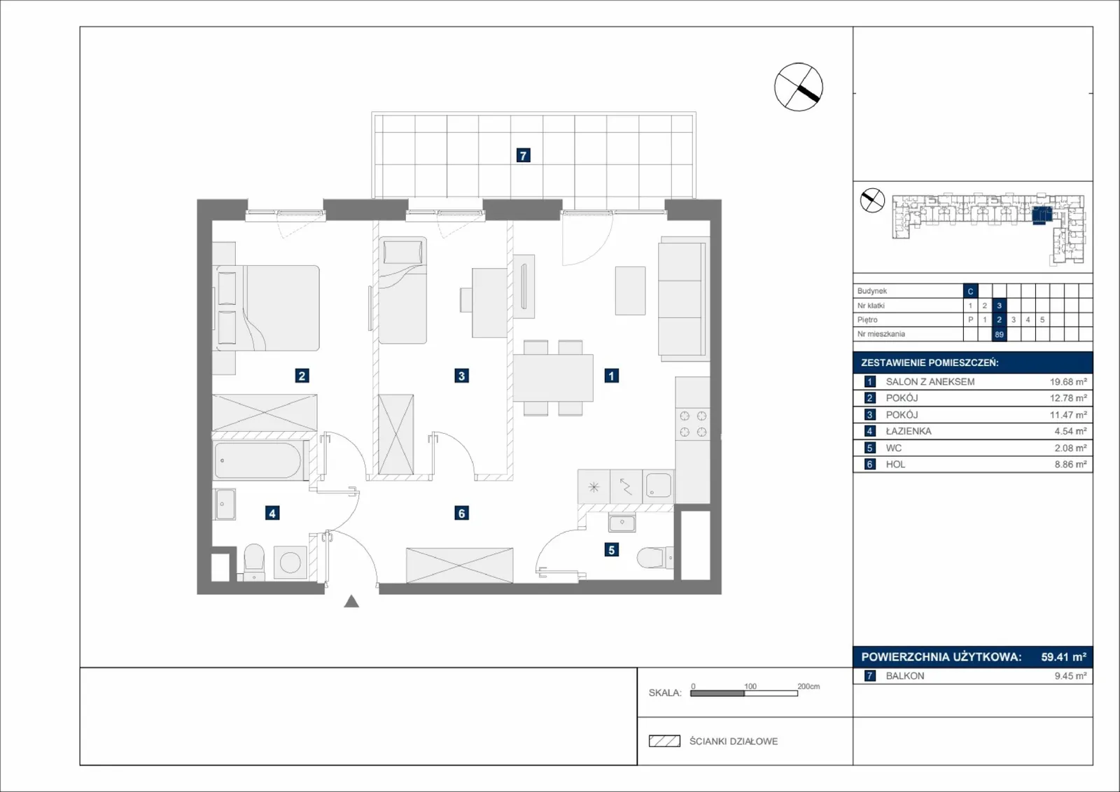 Floor plan: Apartment no. C89