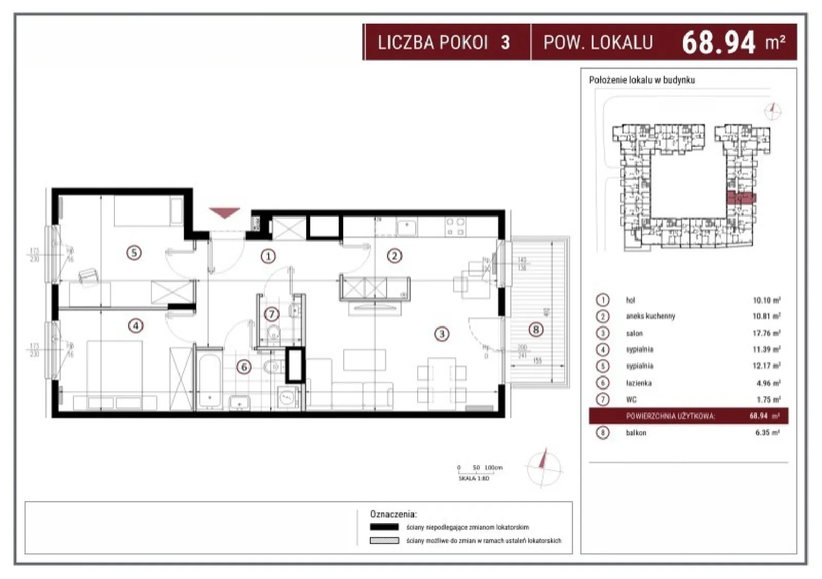 Floor plan: Apartment no. B/6/55