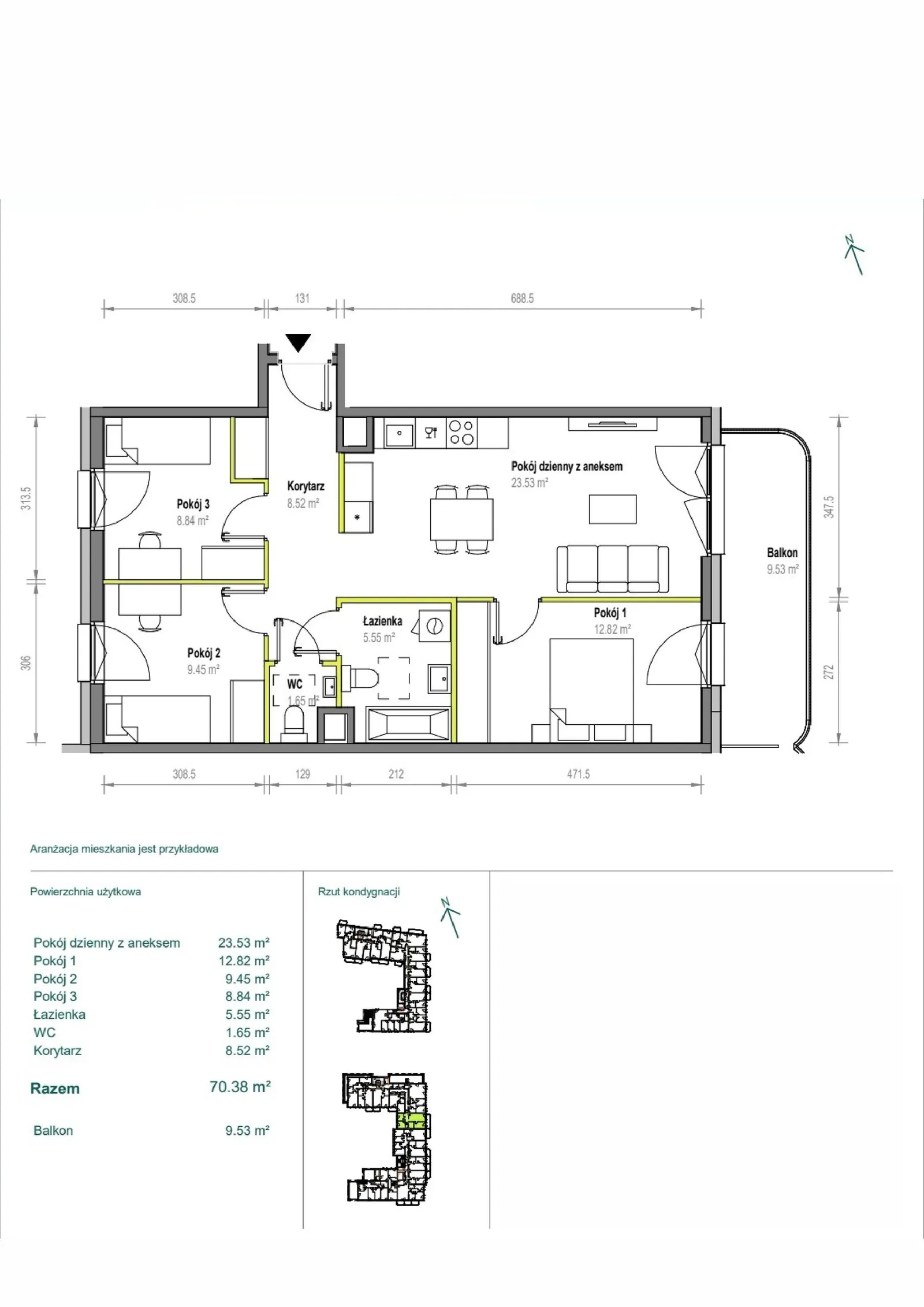 Floor plan: Apartment no. B/1/122