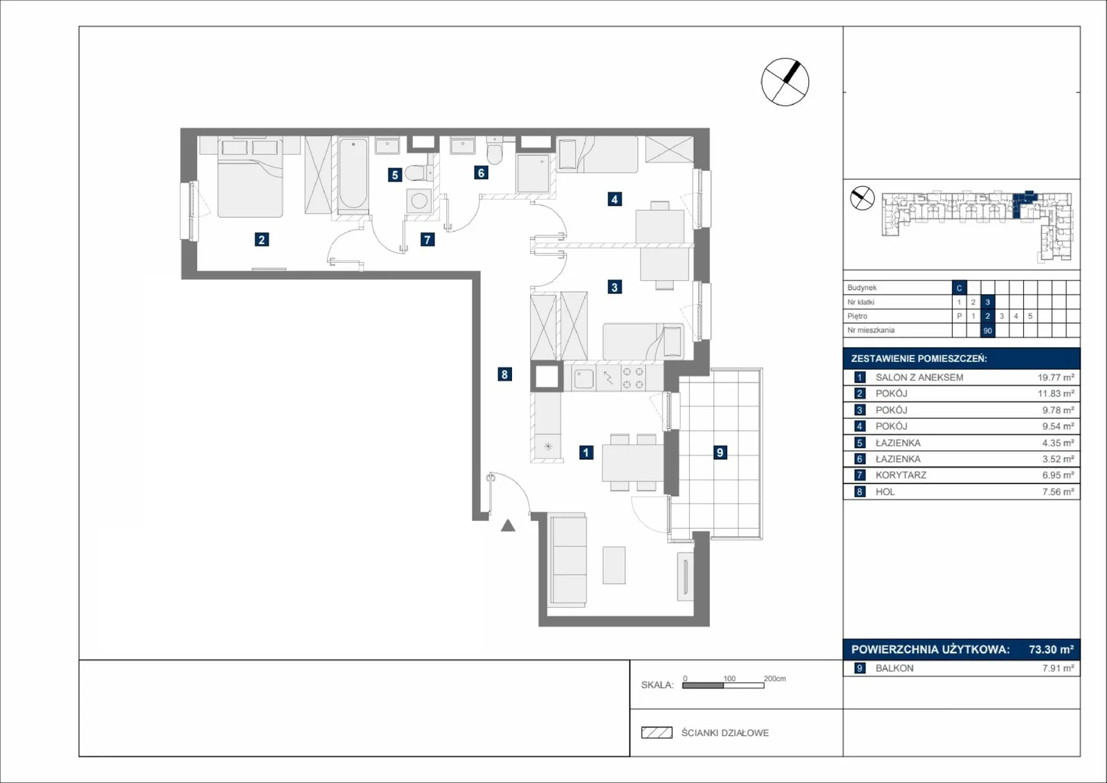 Floor plan: Apartment no. C90