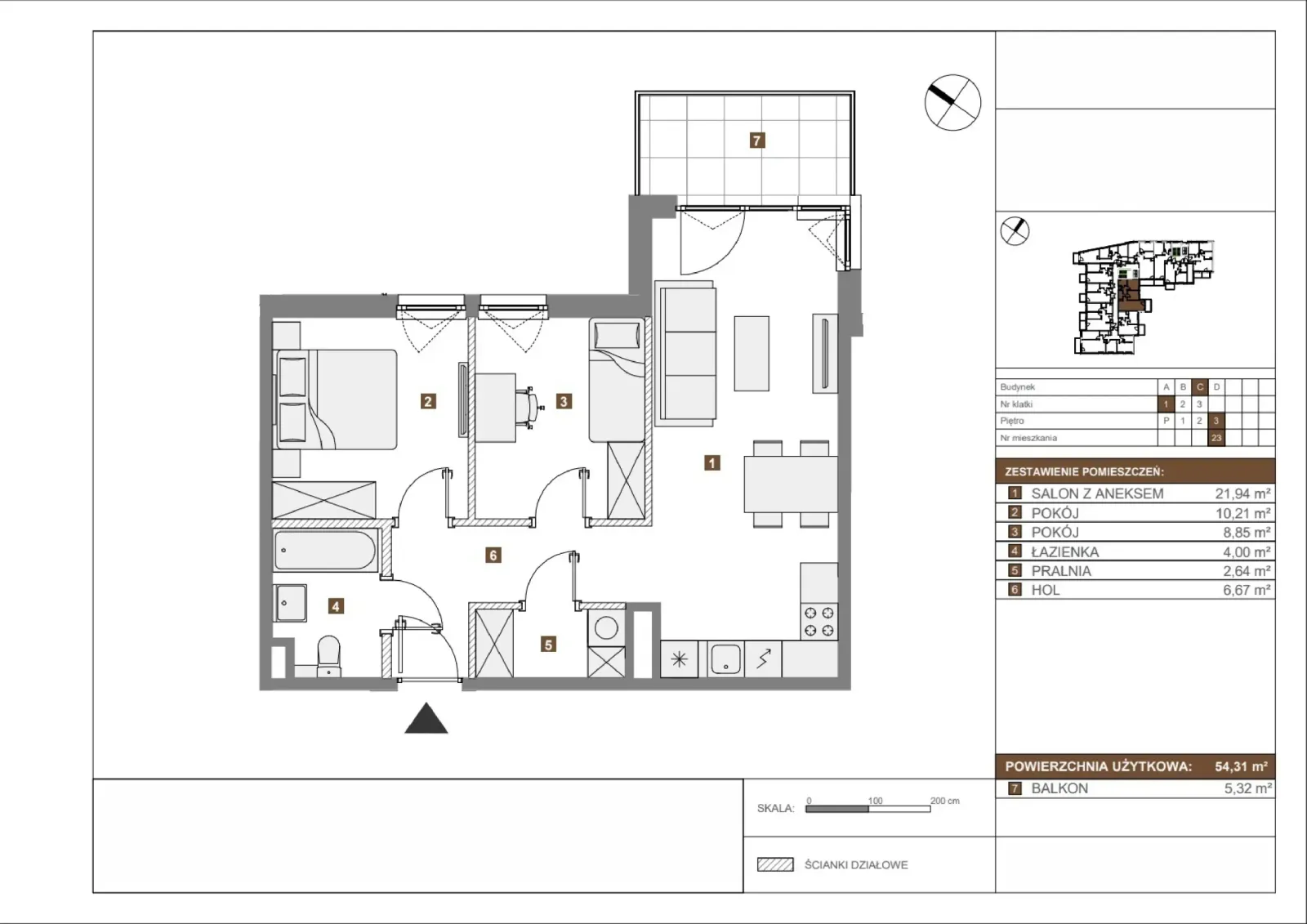Floor plan: Apartment no. C23