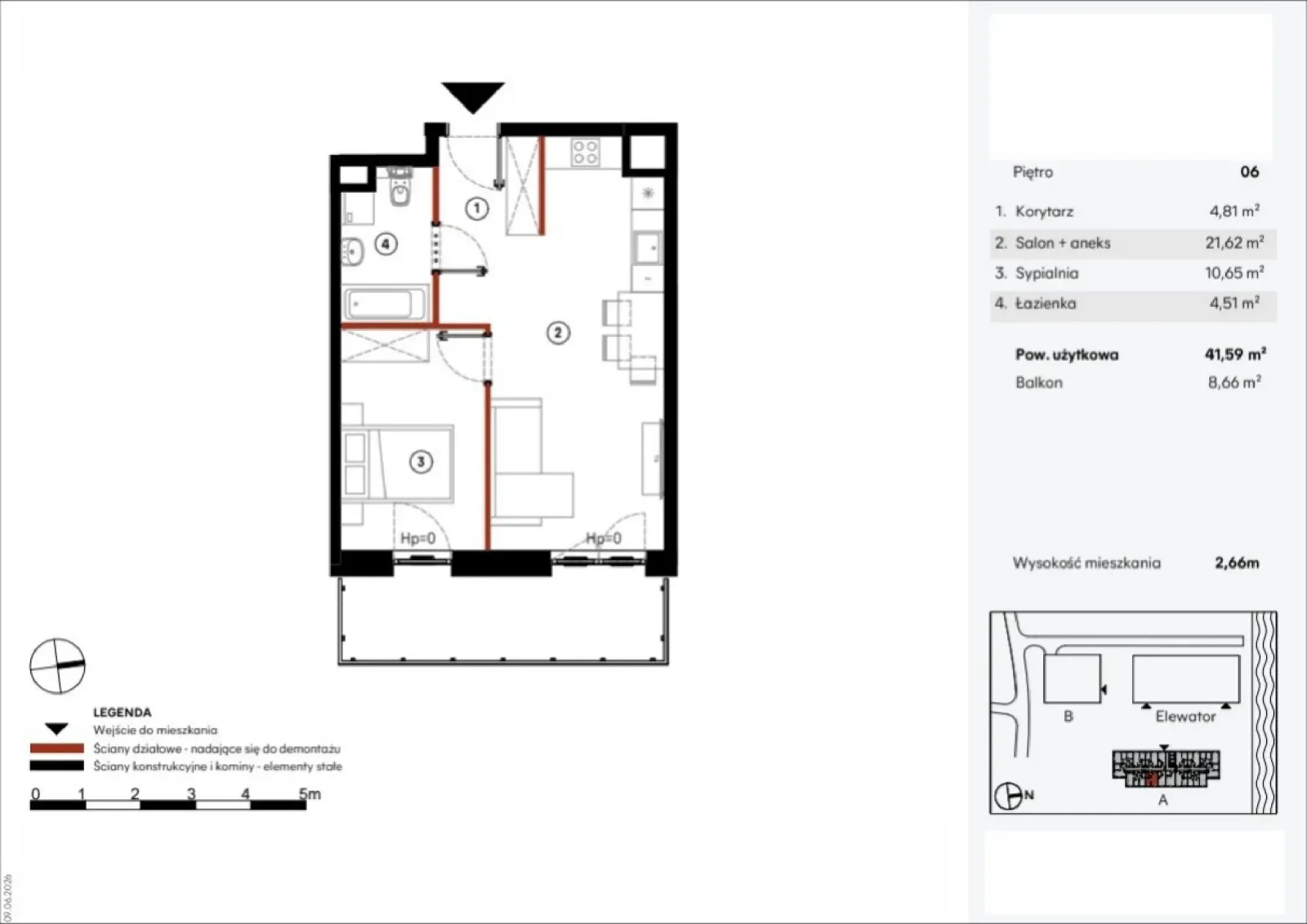 Floor plan: Apartment no. A.6.9