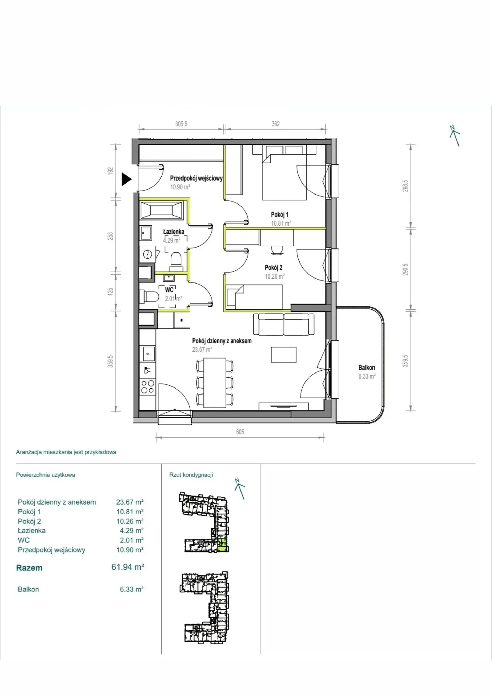 Floor plan: Apartment no. A/2/69