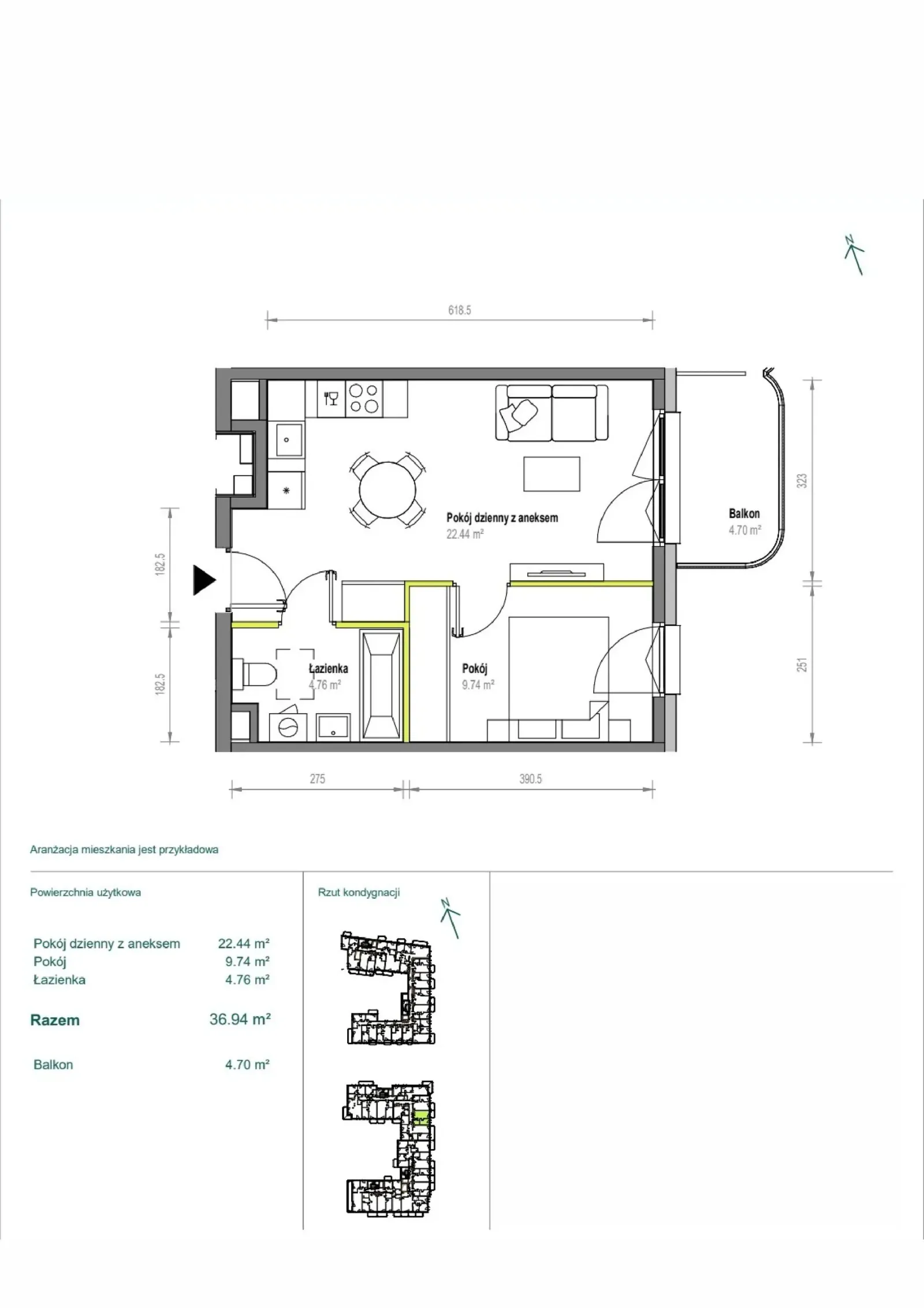Floor plan: Apartment no. B/1/107