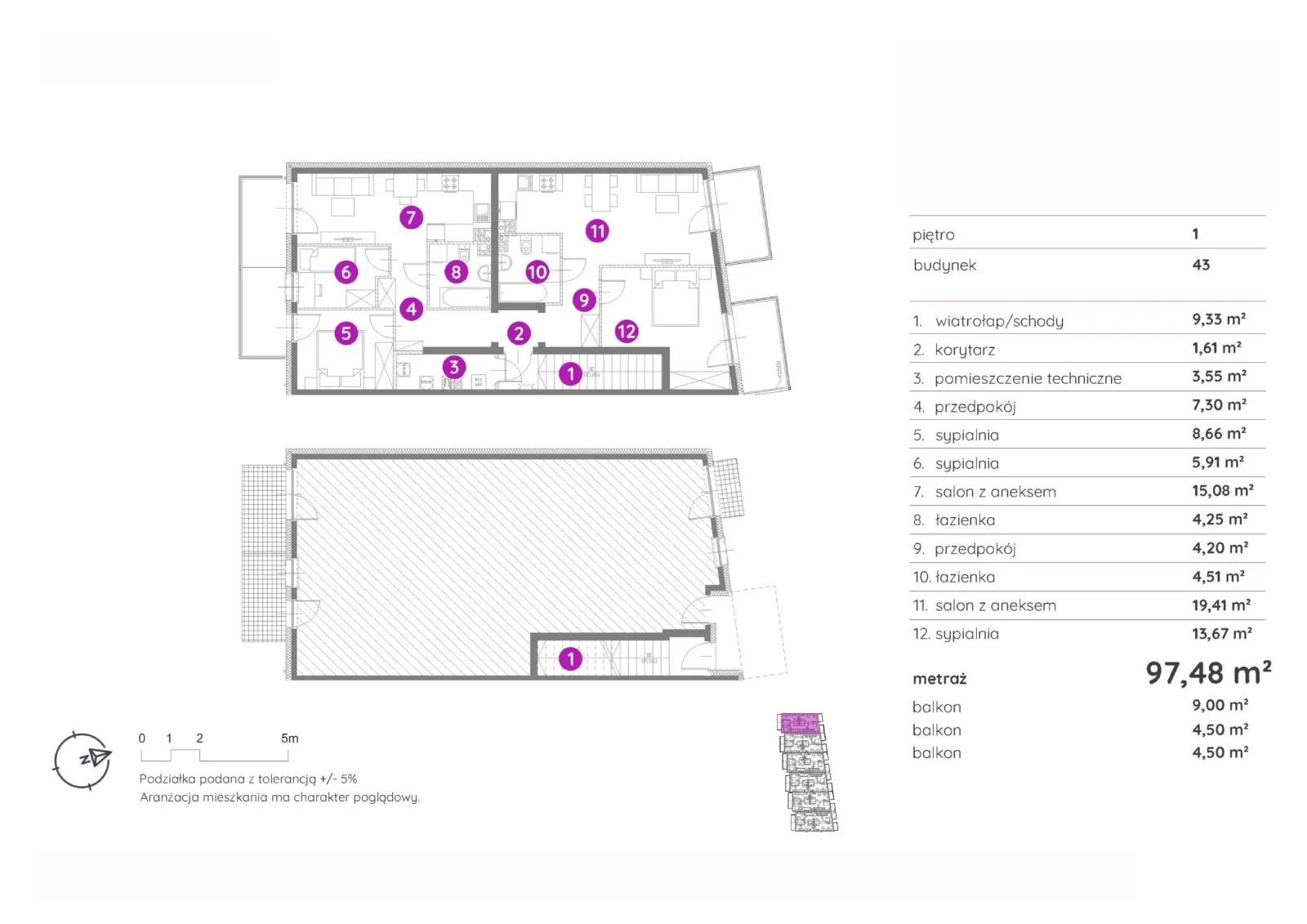 Floor plan: Apartment no. 43-48.A.1.43