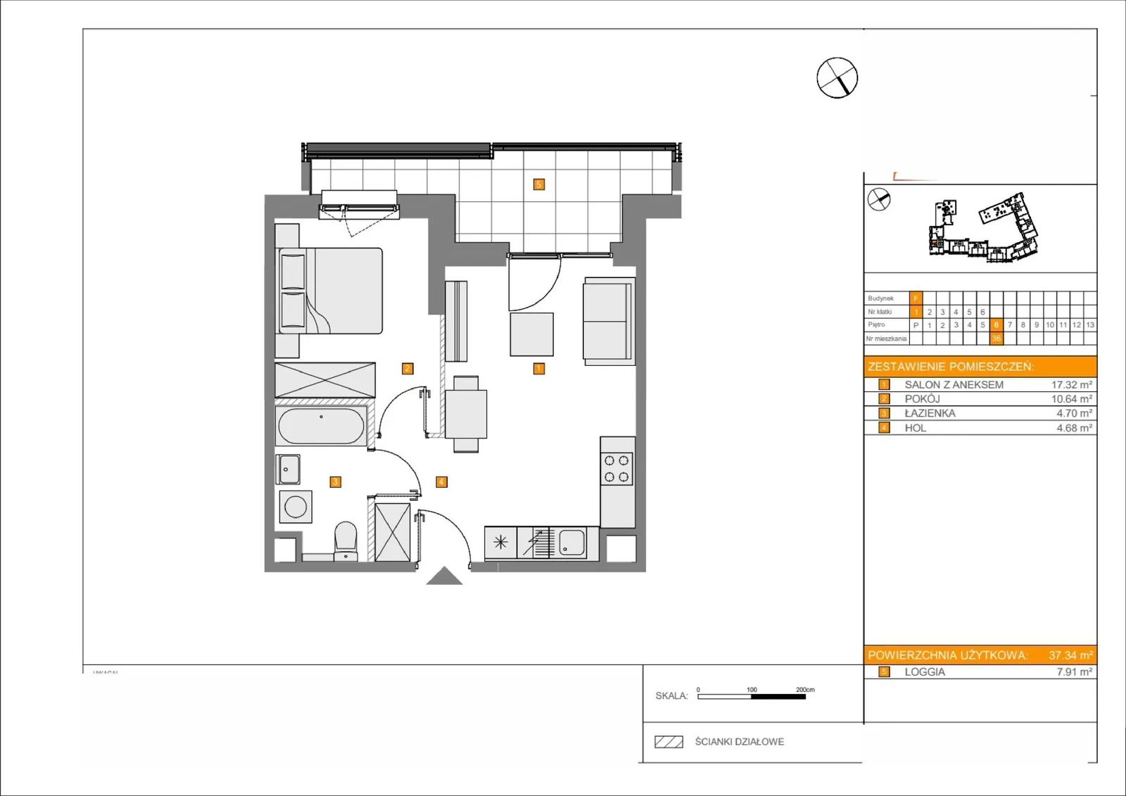 Floor plan: Lokal F 36, 2 pok.