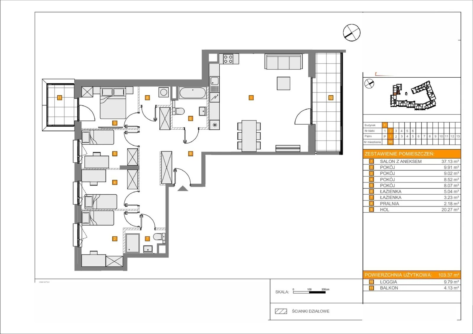 Floor plan: Lokal F 66, 5 pok.