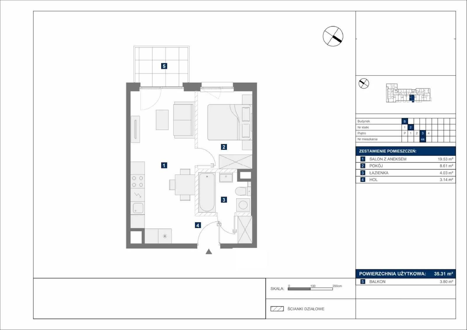 Floor plan: Apartment no. B44