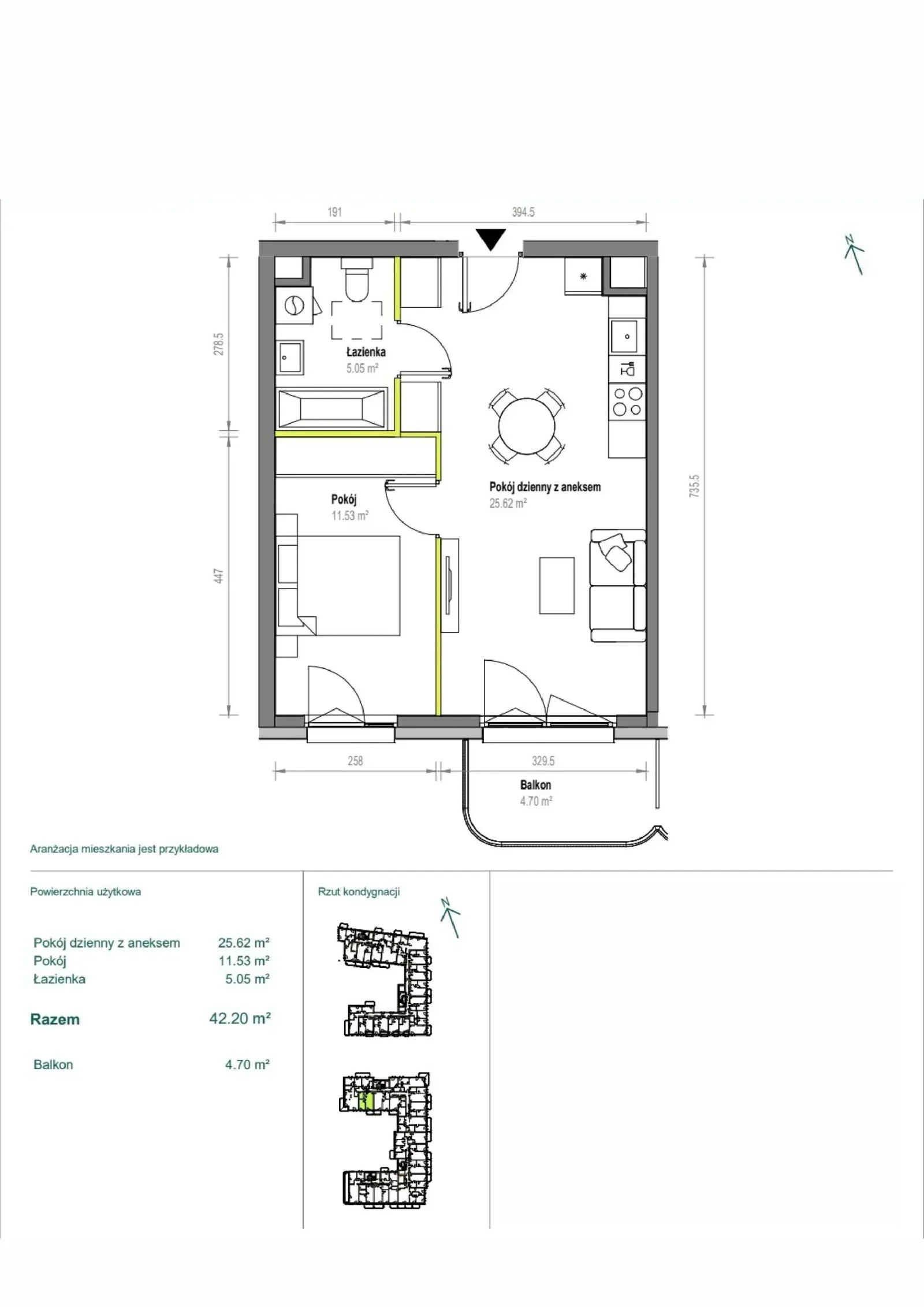 Floor plan: Apartment no. B/1/103