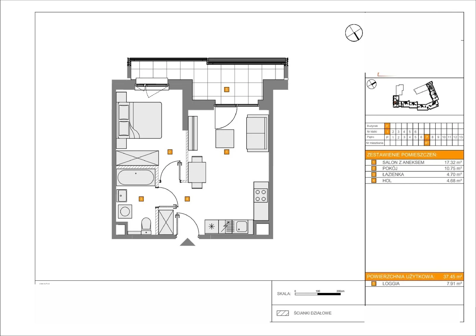 Floor plan: Lokal F 41, 2 pok.