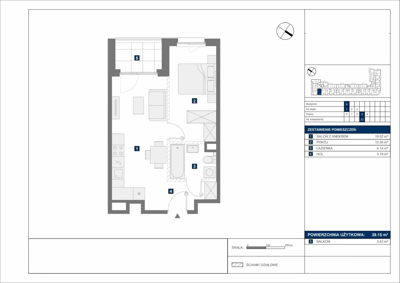Floor plan: Apartment no. A22